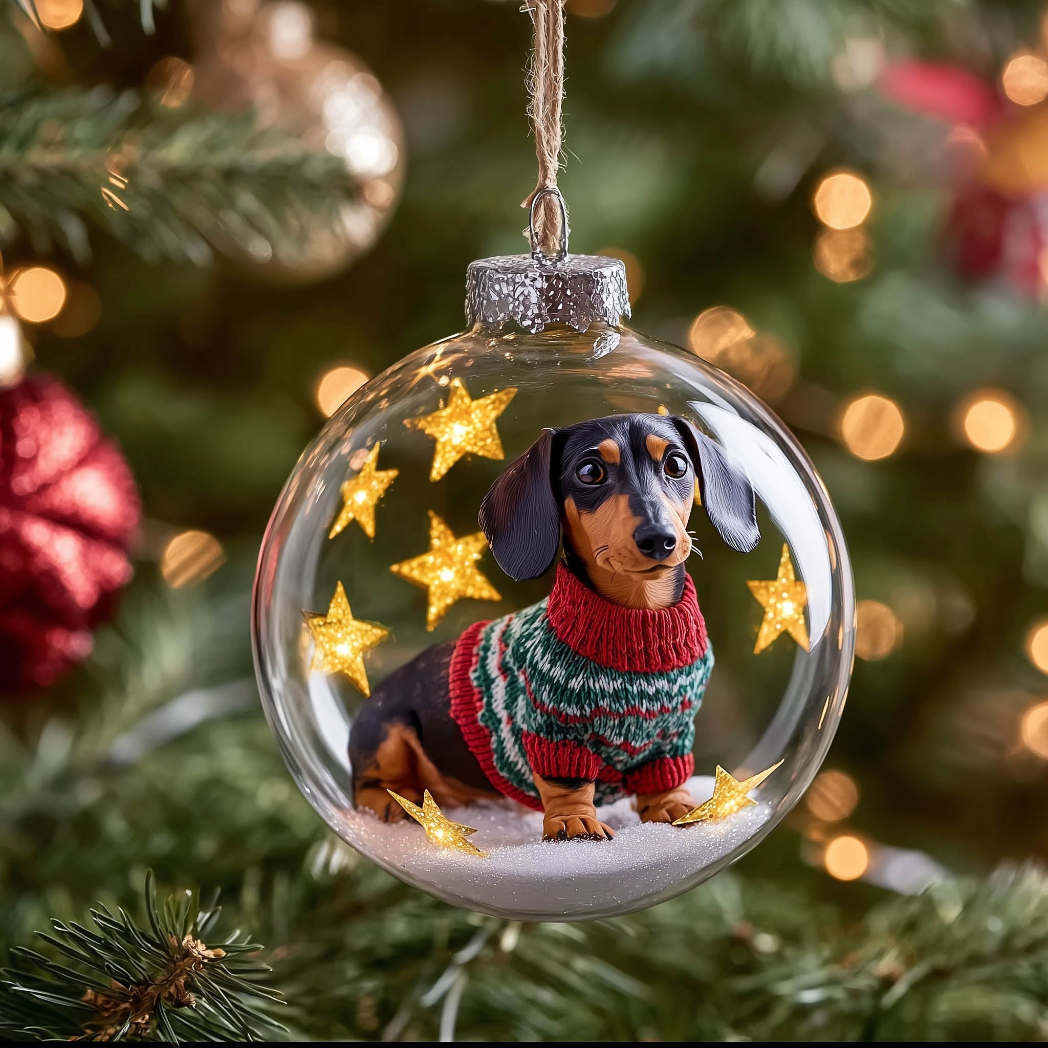 Dachshund Holiday Christmas Mica Ornament GFSPNT106