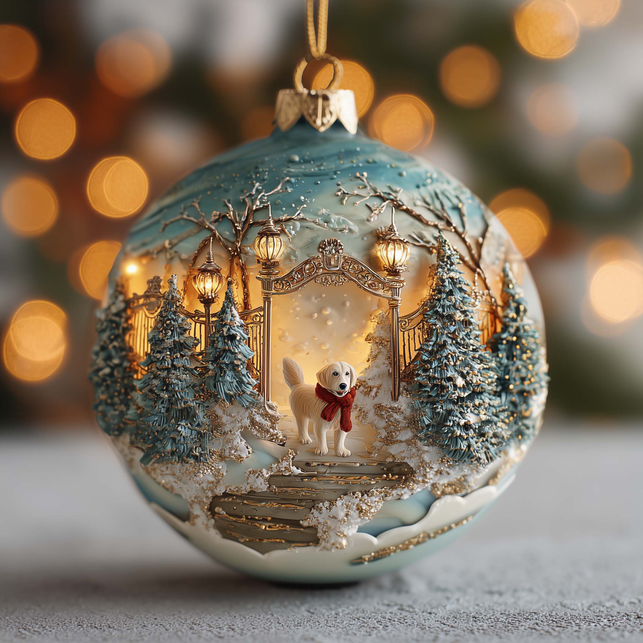 Golden Retriever Christmas Mica Ornament GFSPQA125