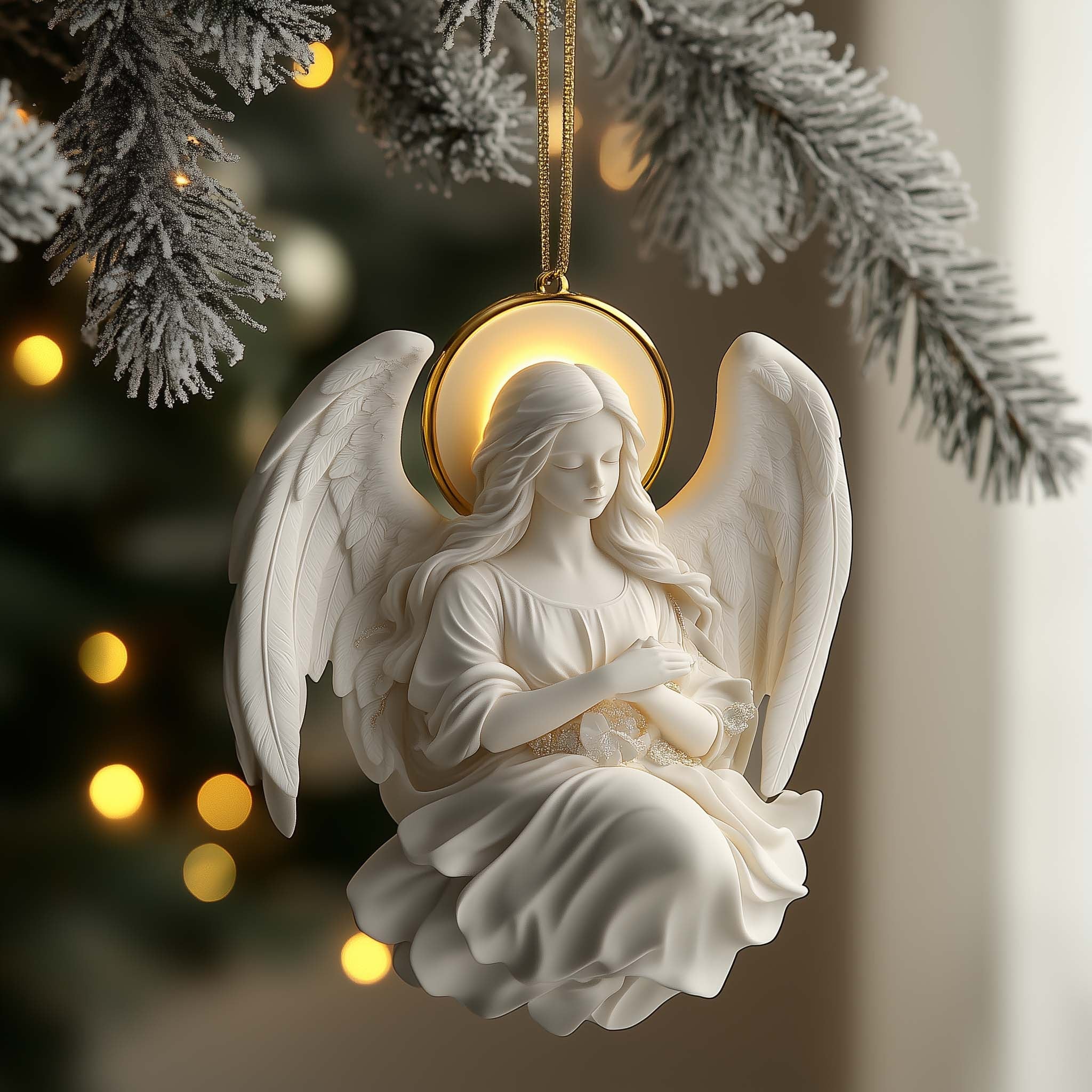 Festive Angel Christmas Mica Ornament GFSPQA205
