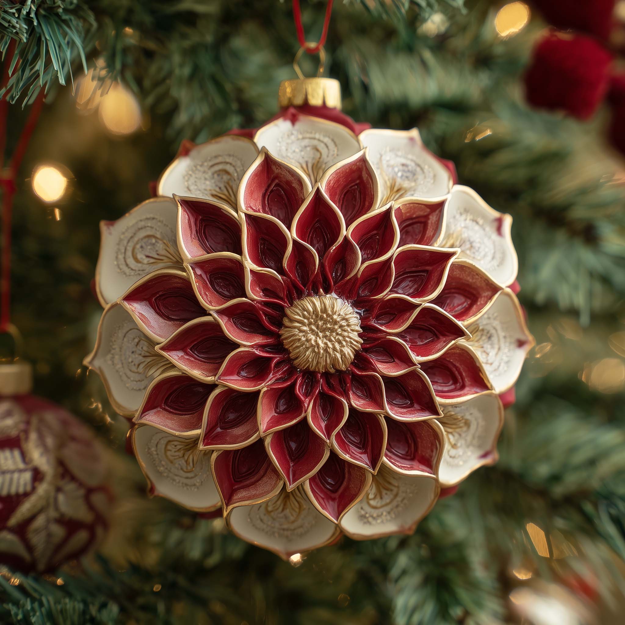 Royal Poinsettia Bloom Christmas Mica Ornament GFSPQA45