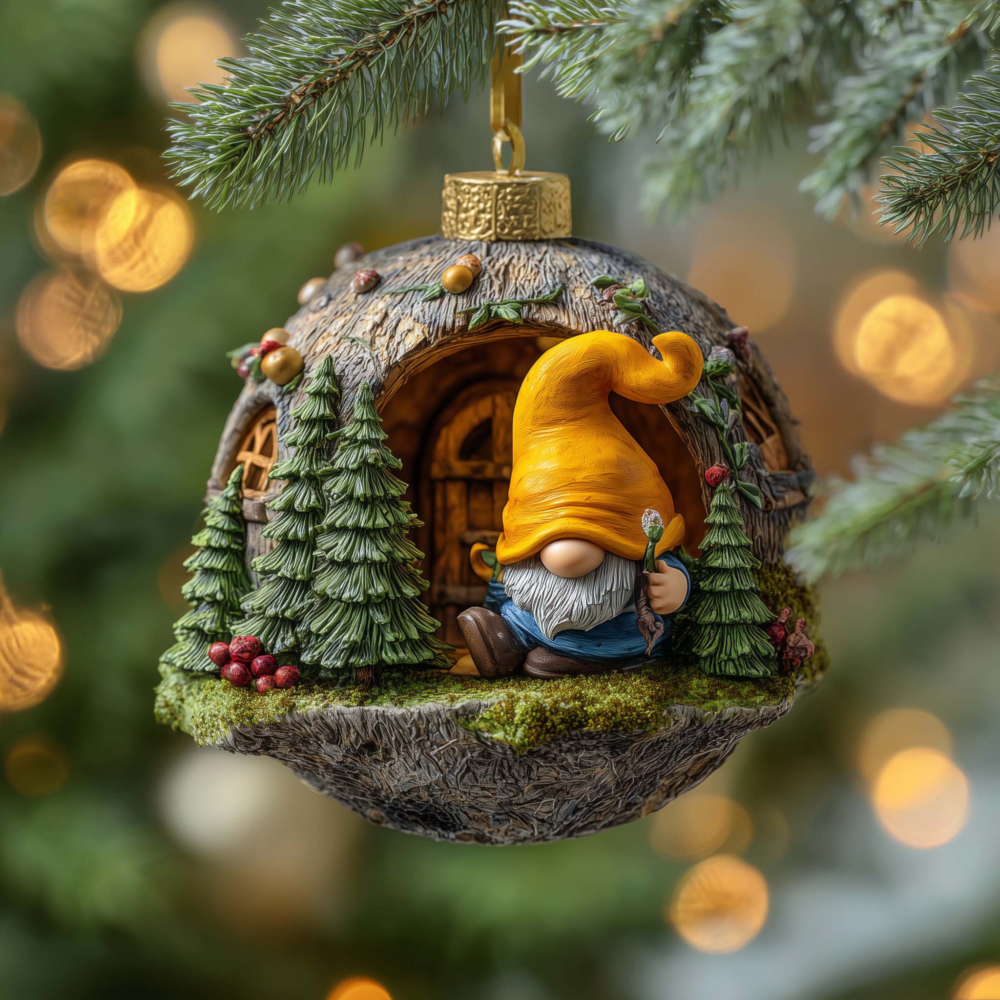 Gnome Home Christmas Mica Ornament GFSPQM263