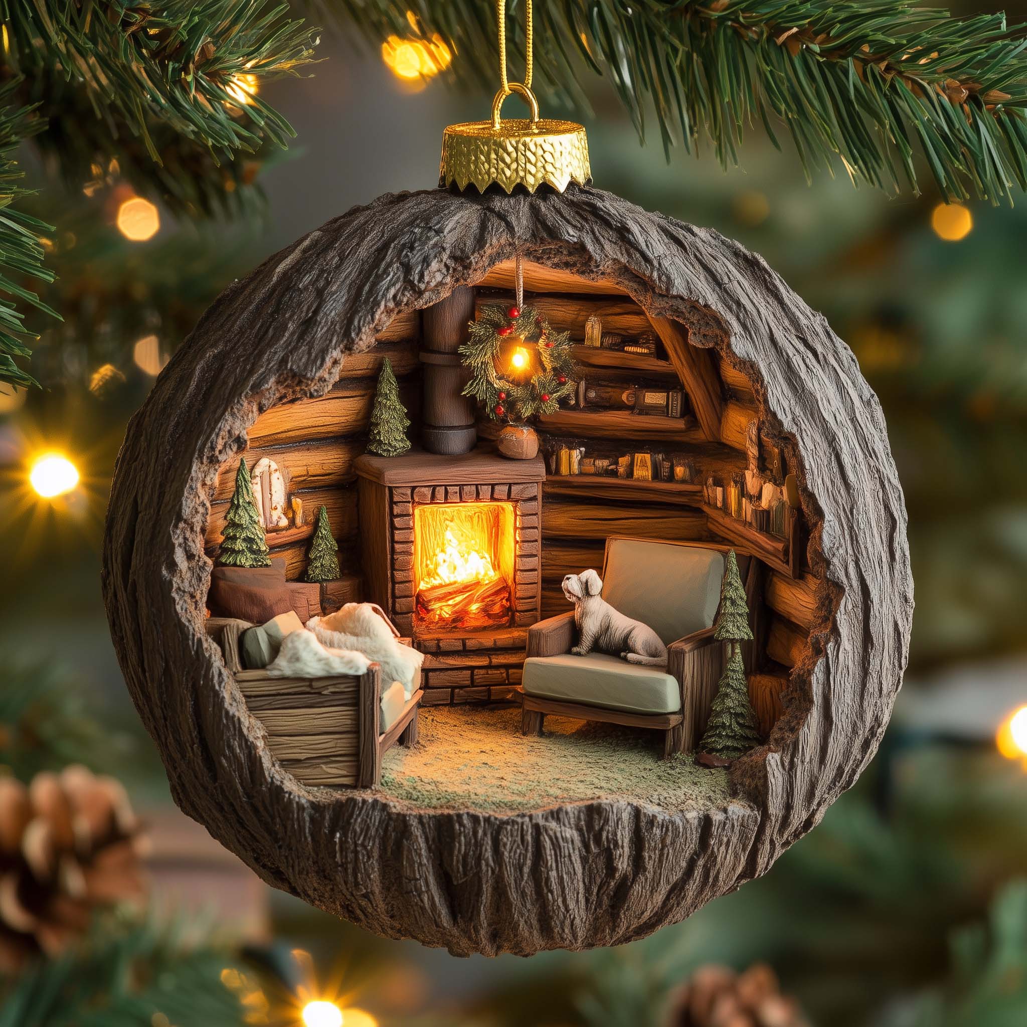 Cozy Cabin Christmas Mica Ornament GFSPQM279