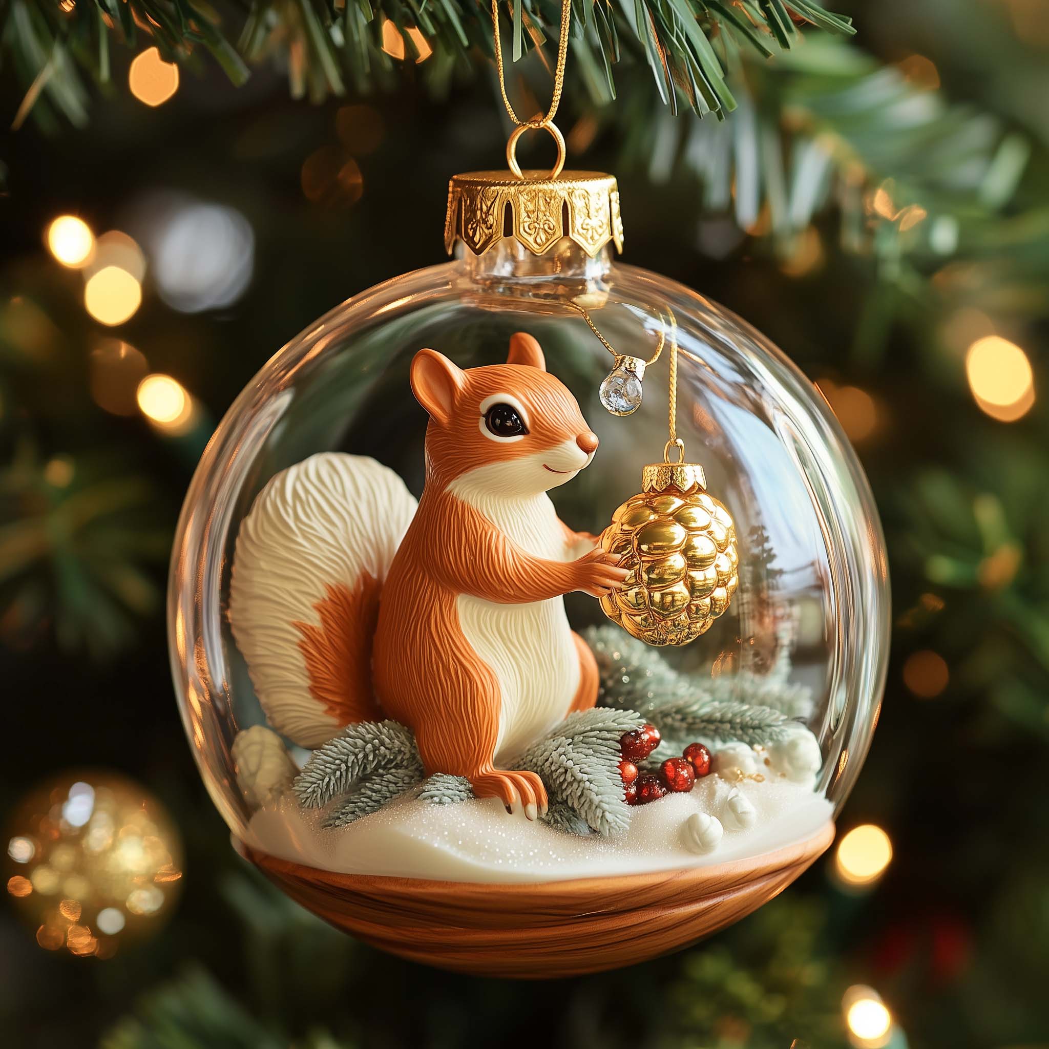 Winter Squirrel Christmas Mica Ornament GFSPQM436