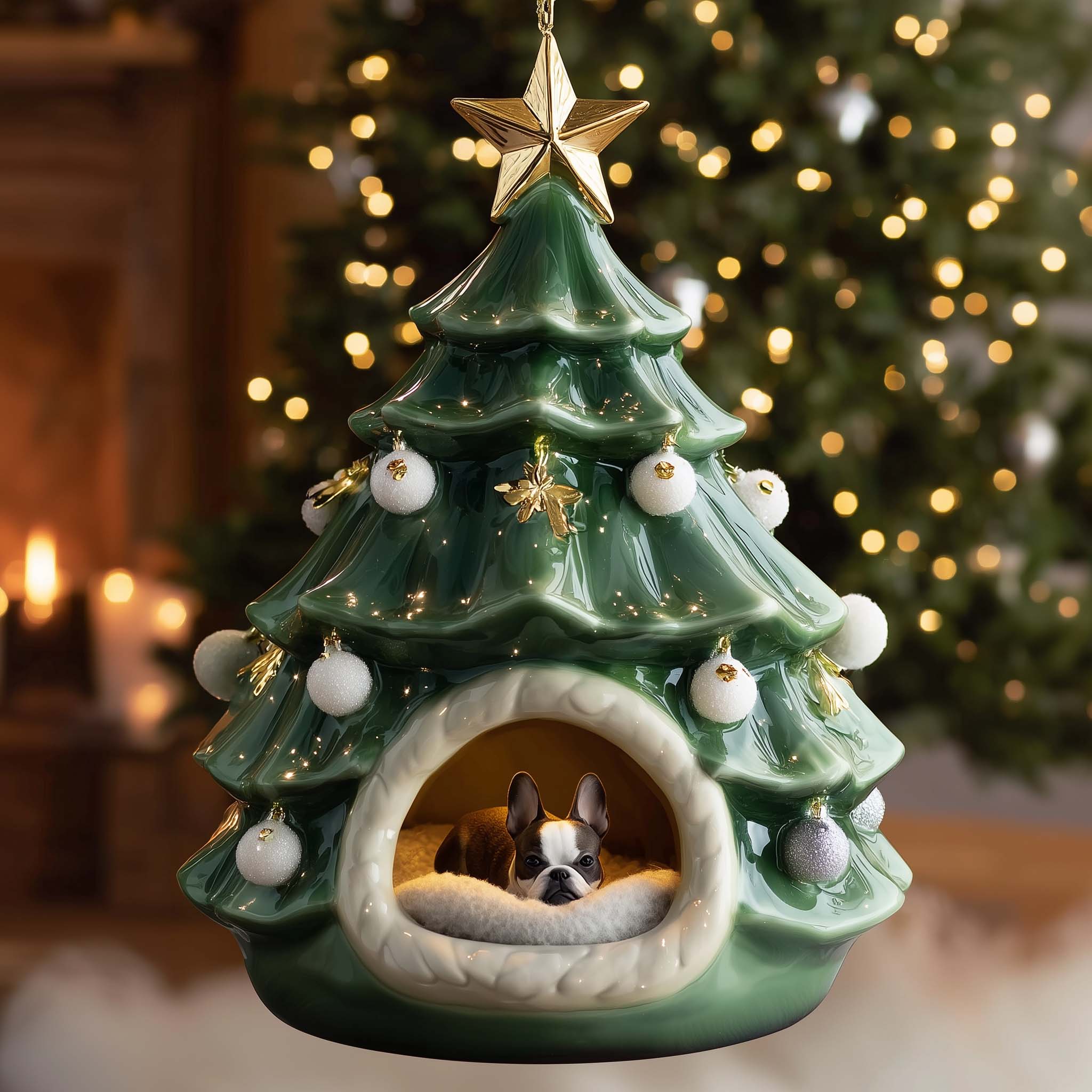 Bulldog Nest Christmas Mica Ornament GFSPYC104