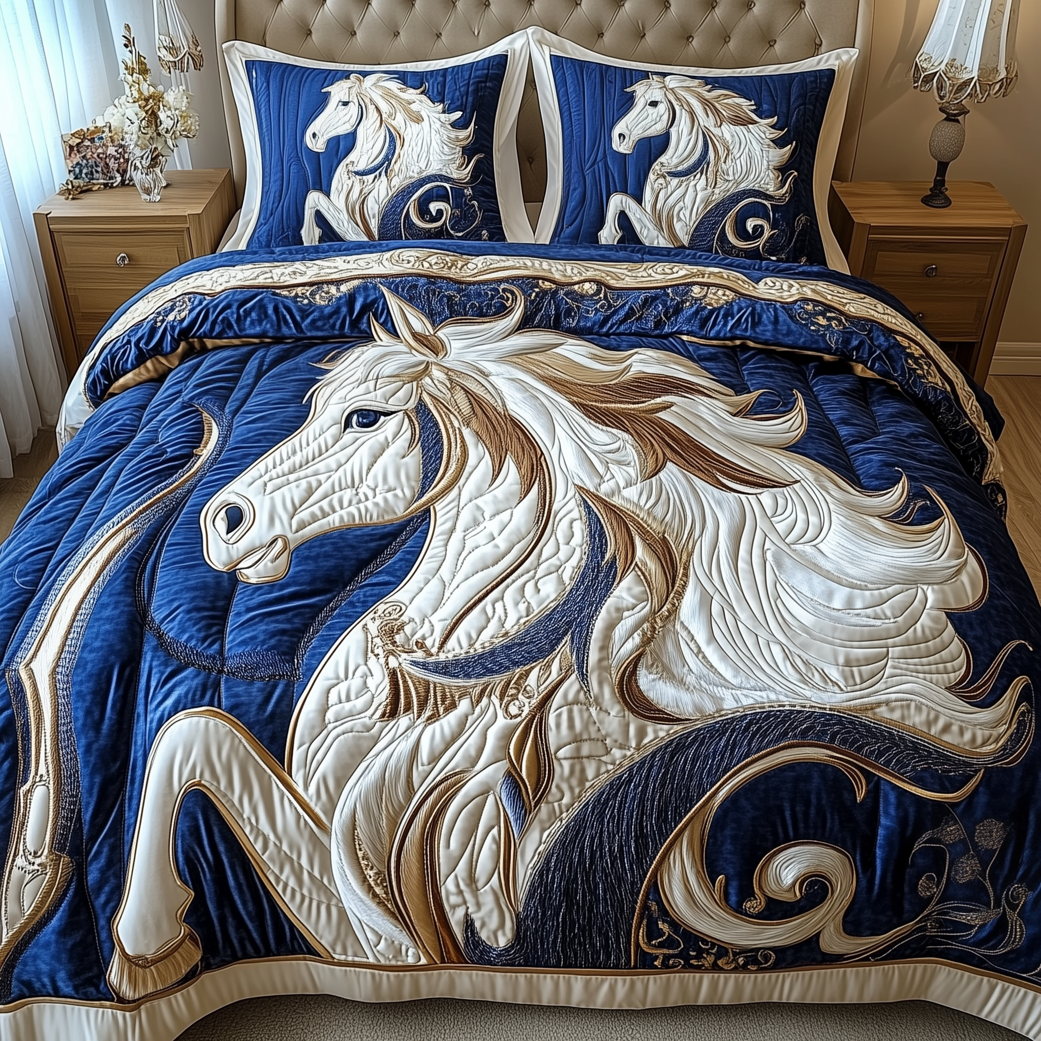 Horse 3-Piece Quilted Bedding Set GFTOAB1434