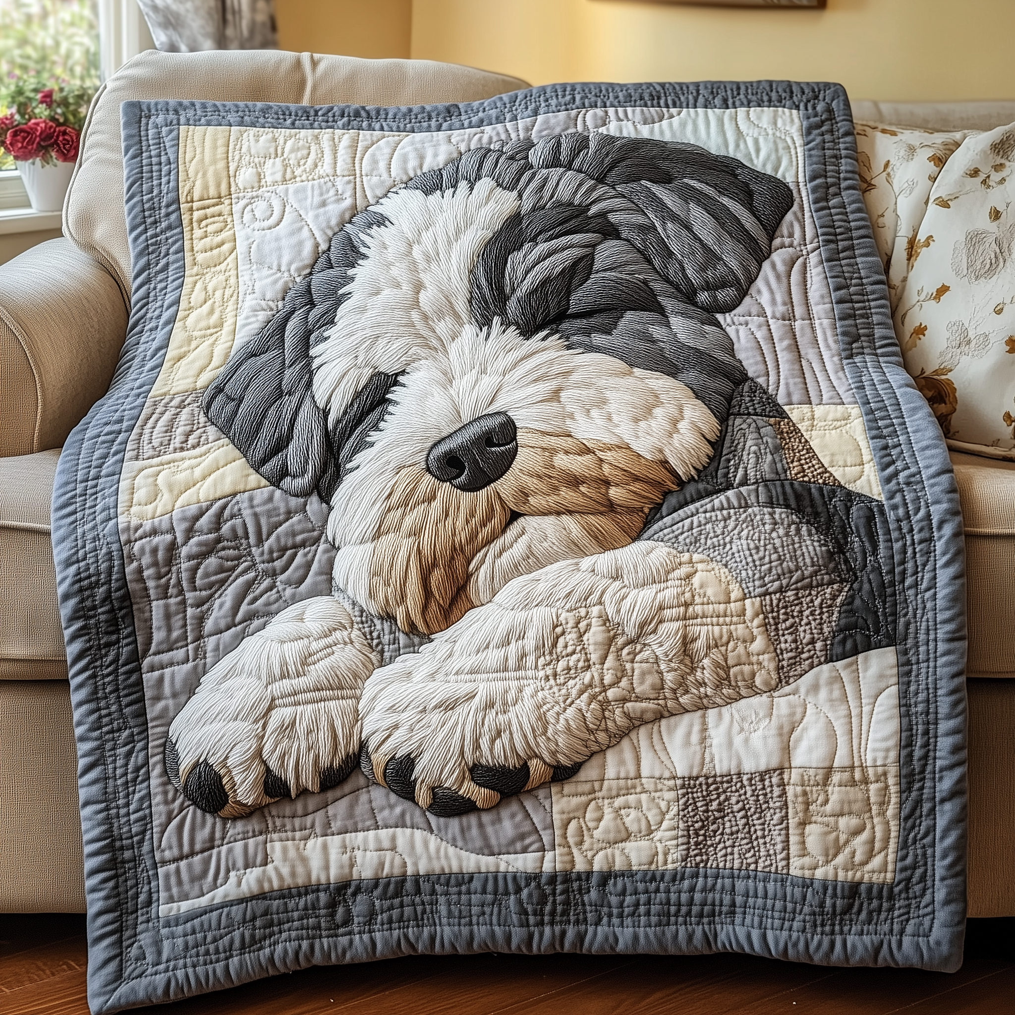 Restful Schnauzer Collection Quilted Blanket