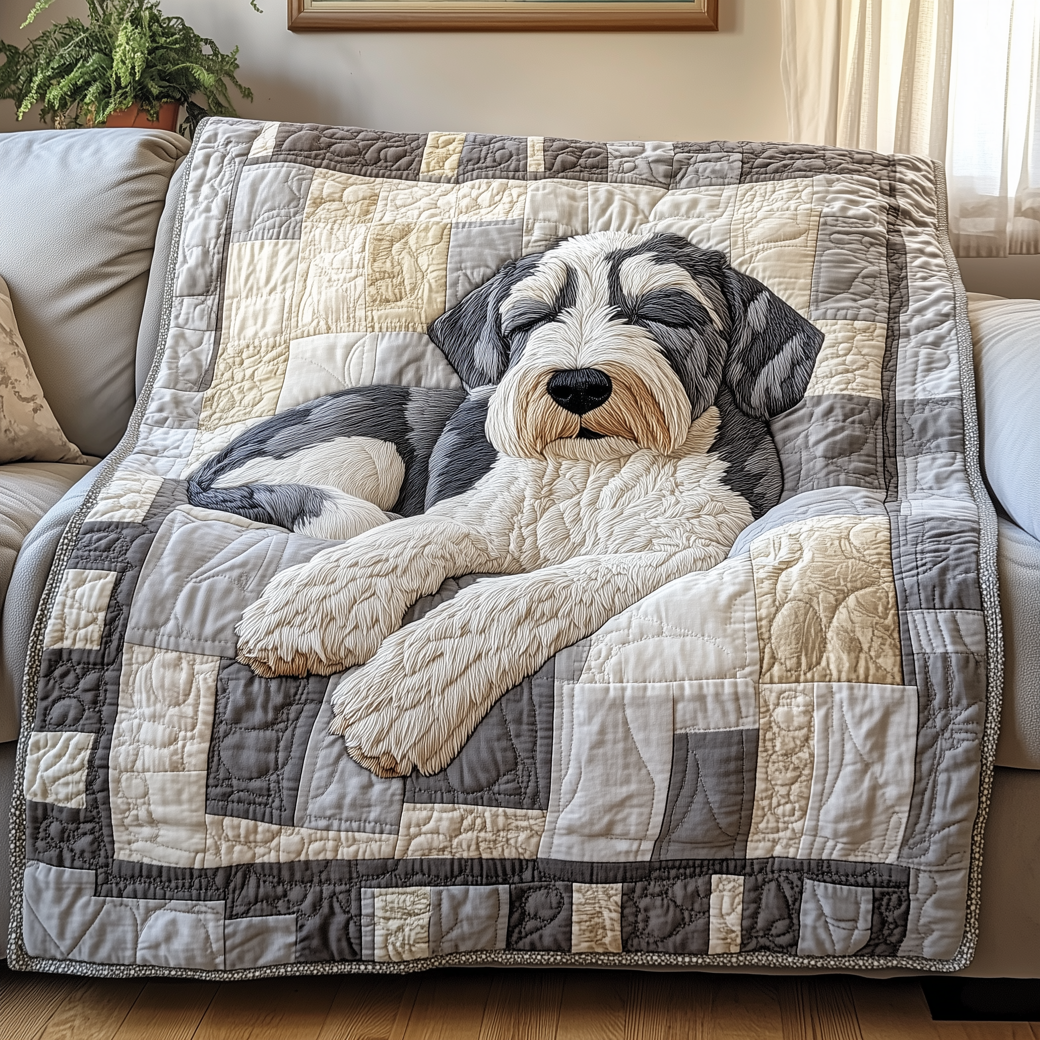 Restful Schnauzer Collection Quilted Blanket