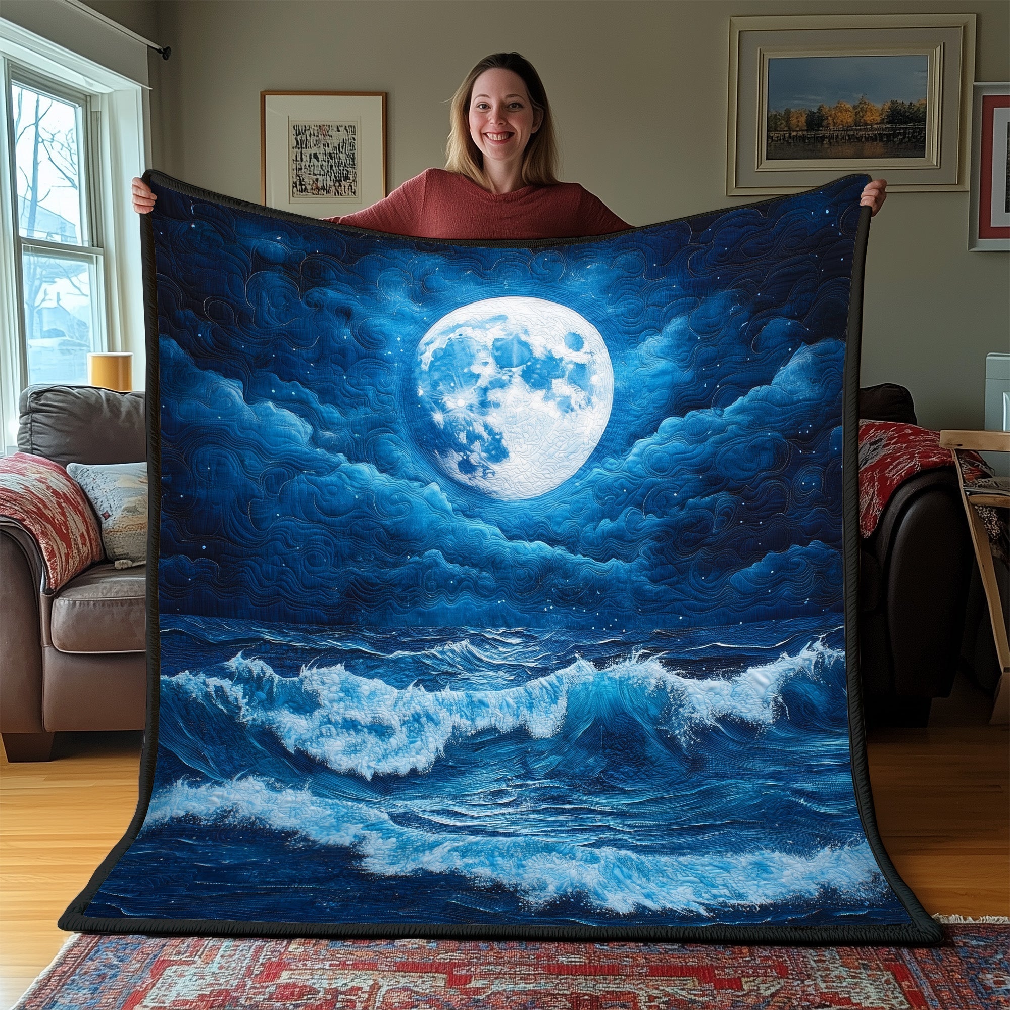 Whispers of the Blue Moon Quilted Blanket GFTOAB3262