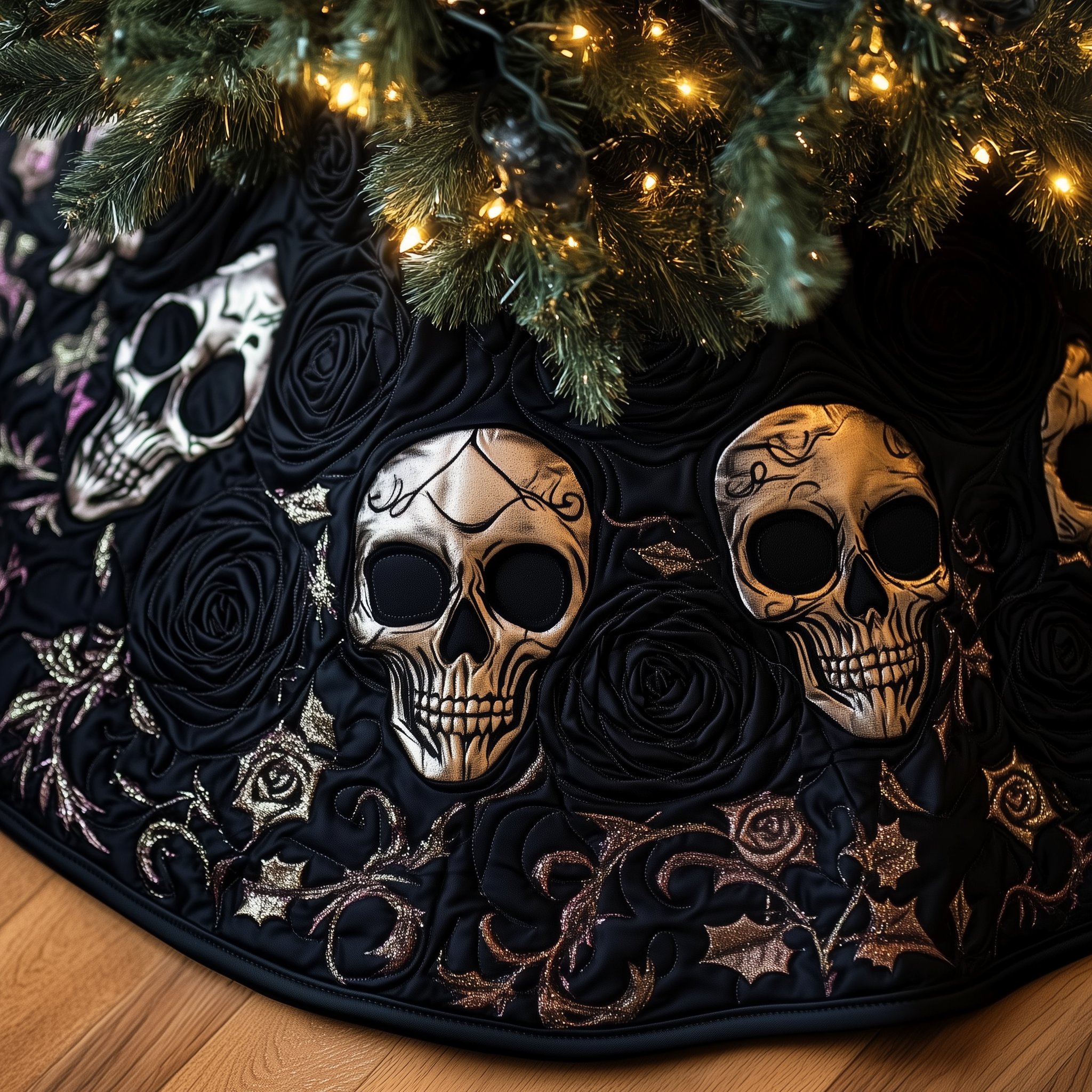 Christmas Skull Quilted Tree Skirt GFTOAB812