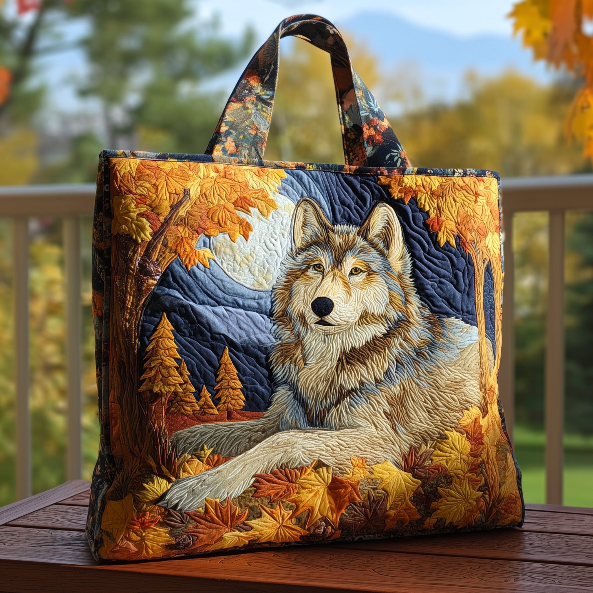 Majestic Wolf Quilted Tote Bag GFTOHD10109