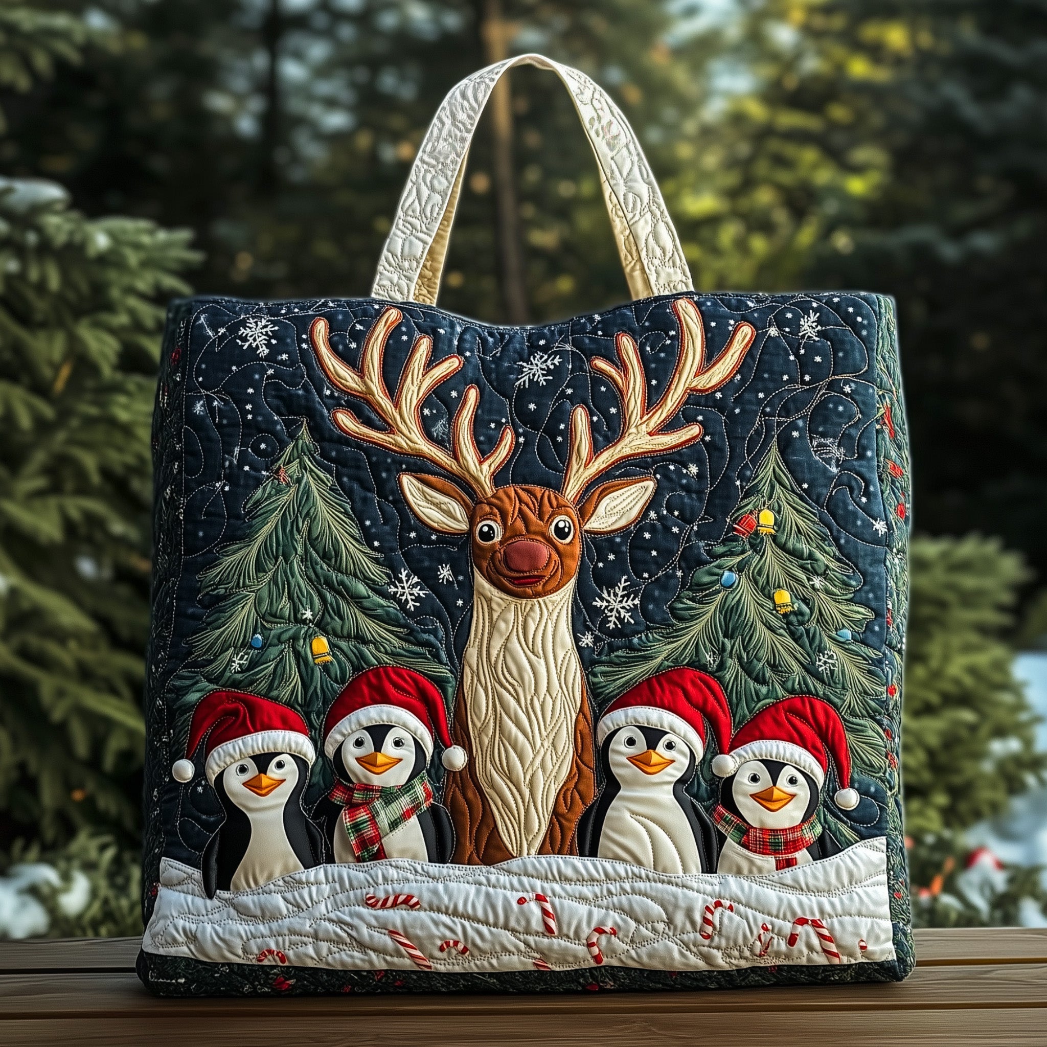 Christmas Penguin Heaven Quilted Tote Bag GFTOHD10356