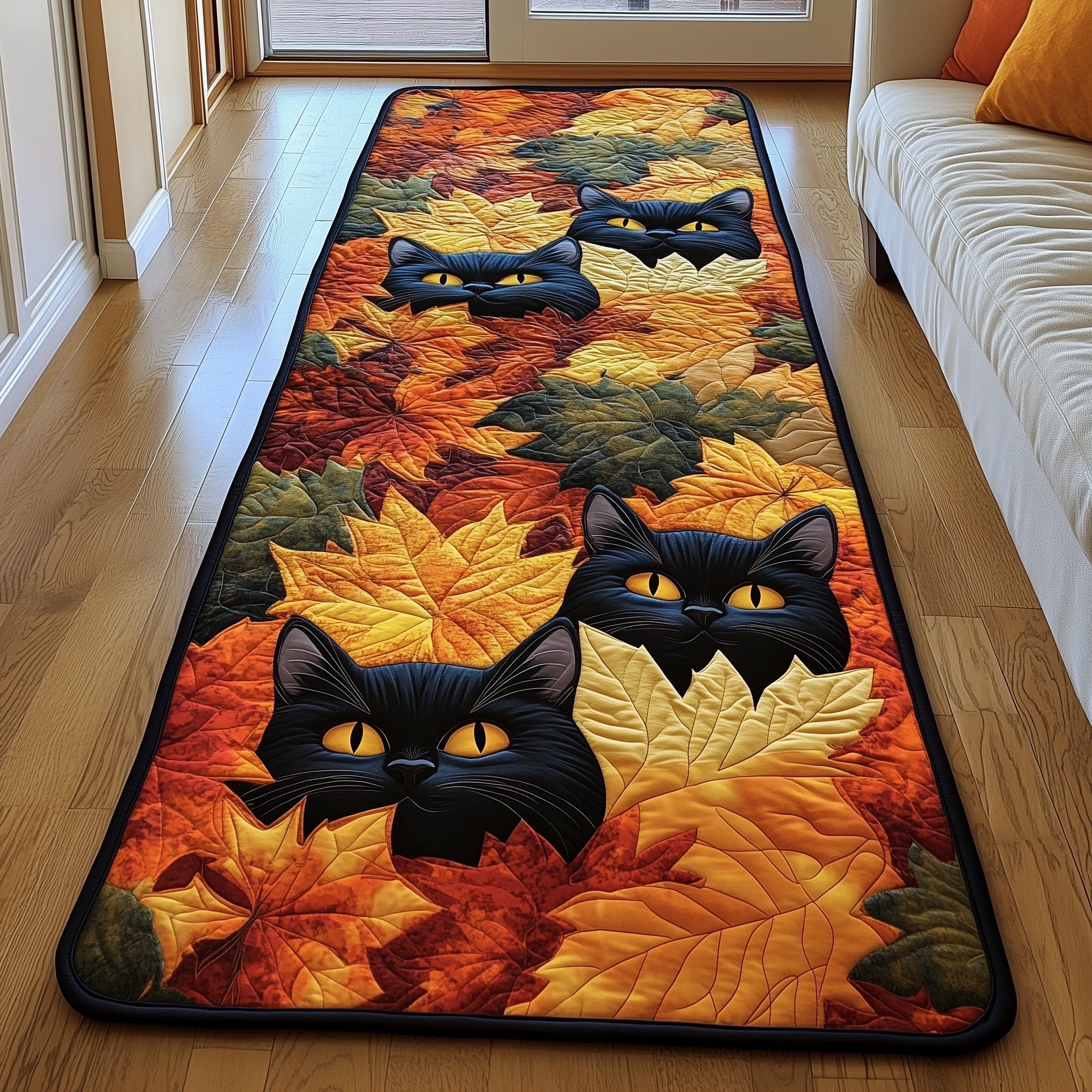 Autumn Black Cat Runner Rug GFTOHD10912