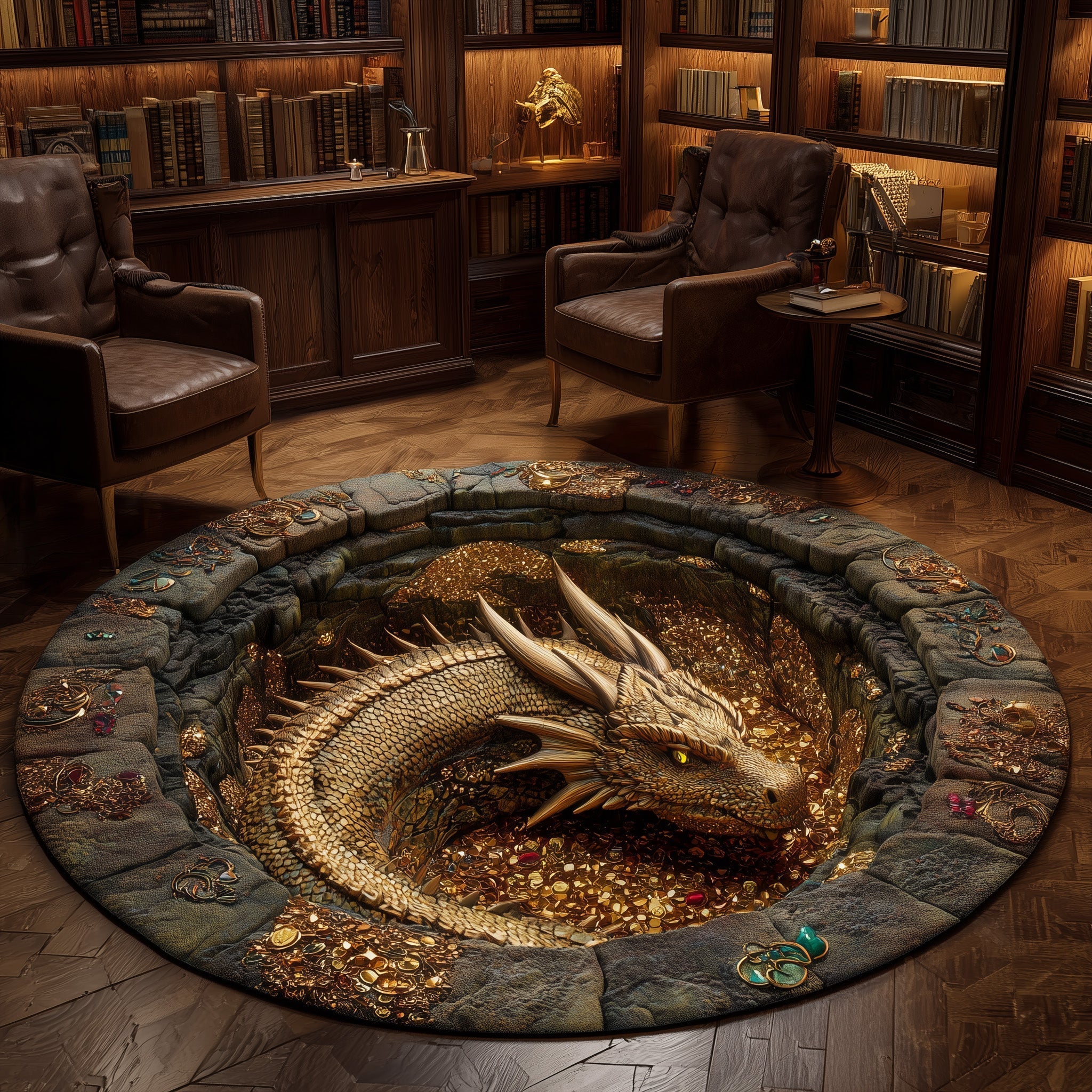 Majestic Dragon Quilted Round Mat GFTOHD11217