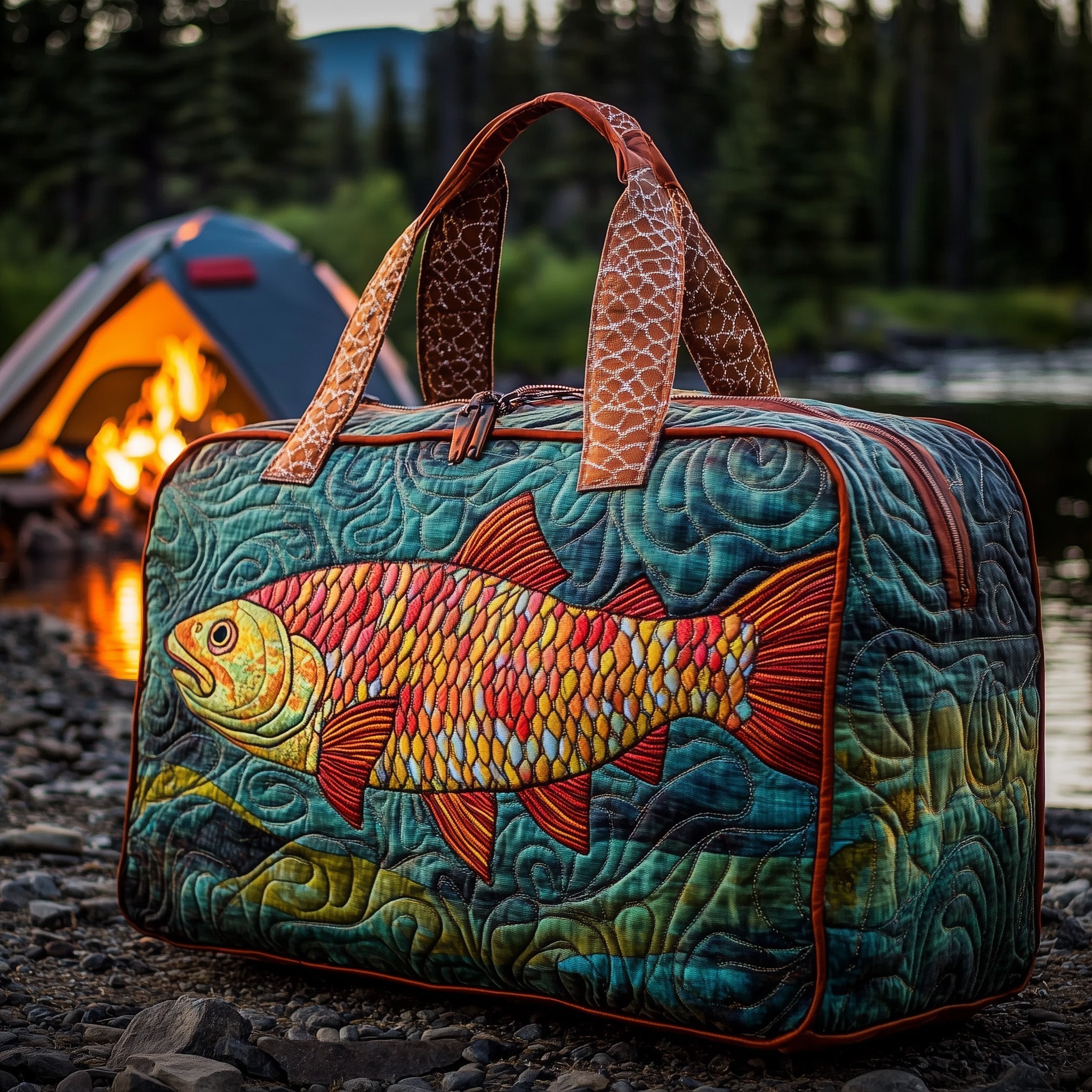 Fishing Moment Quilted Duffle Bag GFTOHD11224
