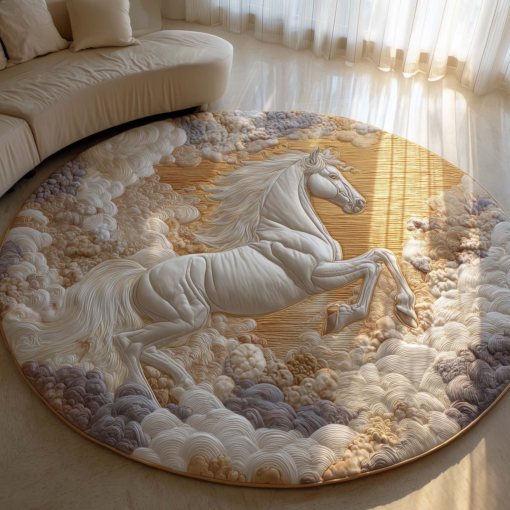 Pegasus Rising from Clouds Quilted Round Mat GFTOHD11483