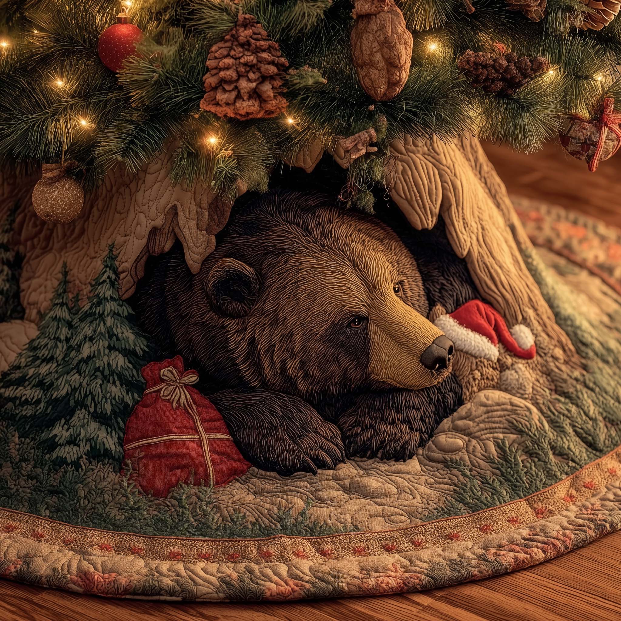 Bear Forest Spirit Quilted Tree Skirt GFTOHD11610