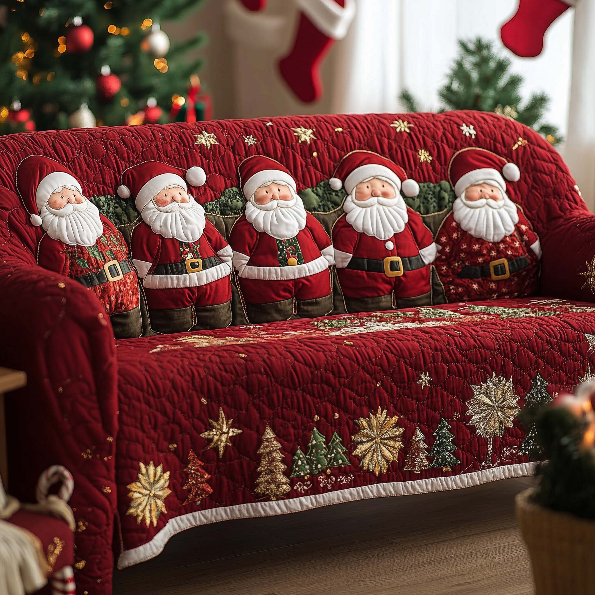 Christmas Santa Joy Quilted Sofa Cover GFTOHD11676