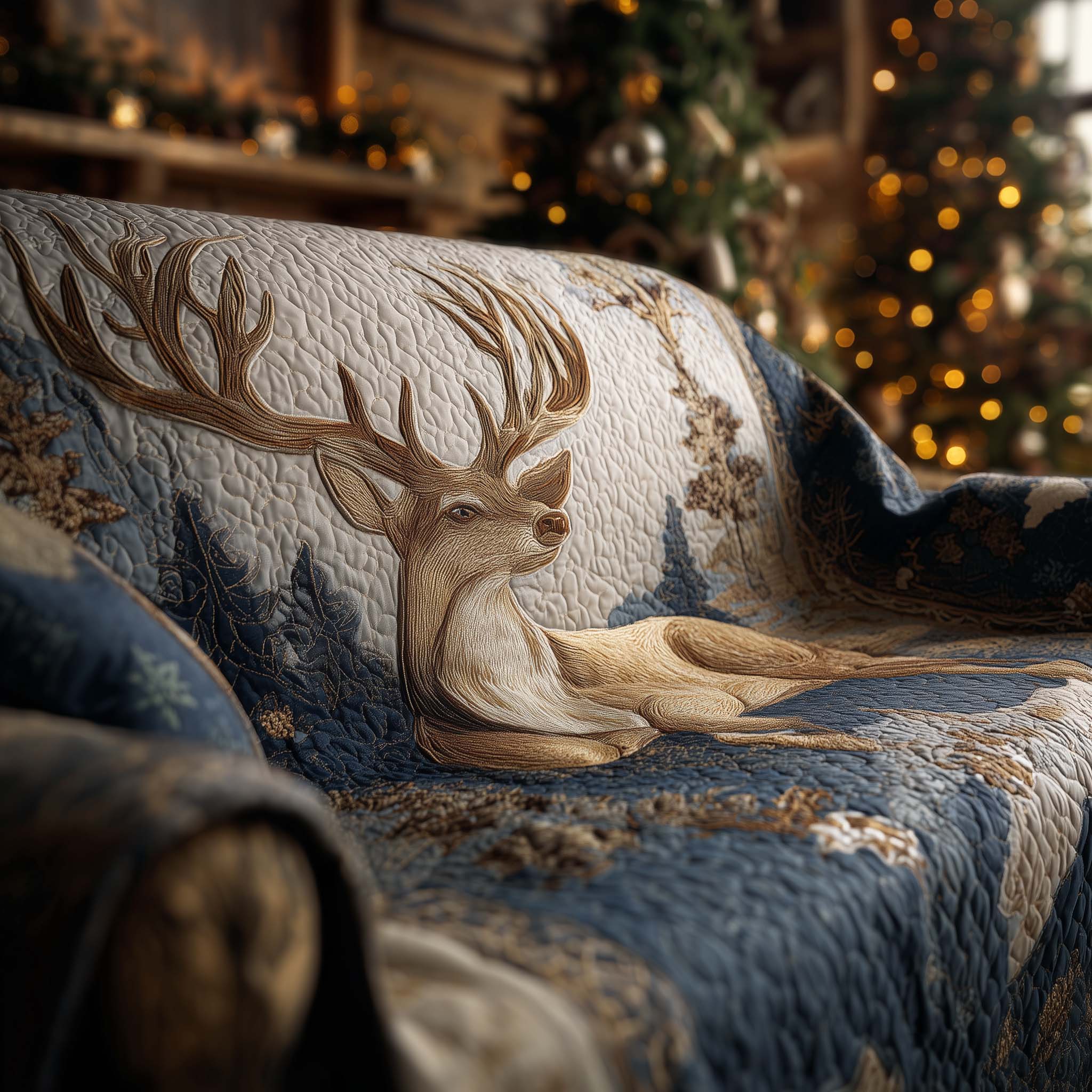 Majestic Deer Quilted Sofa Cover GFTOHD11704
