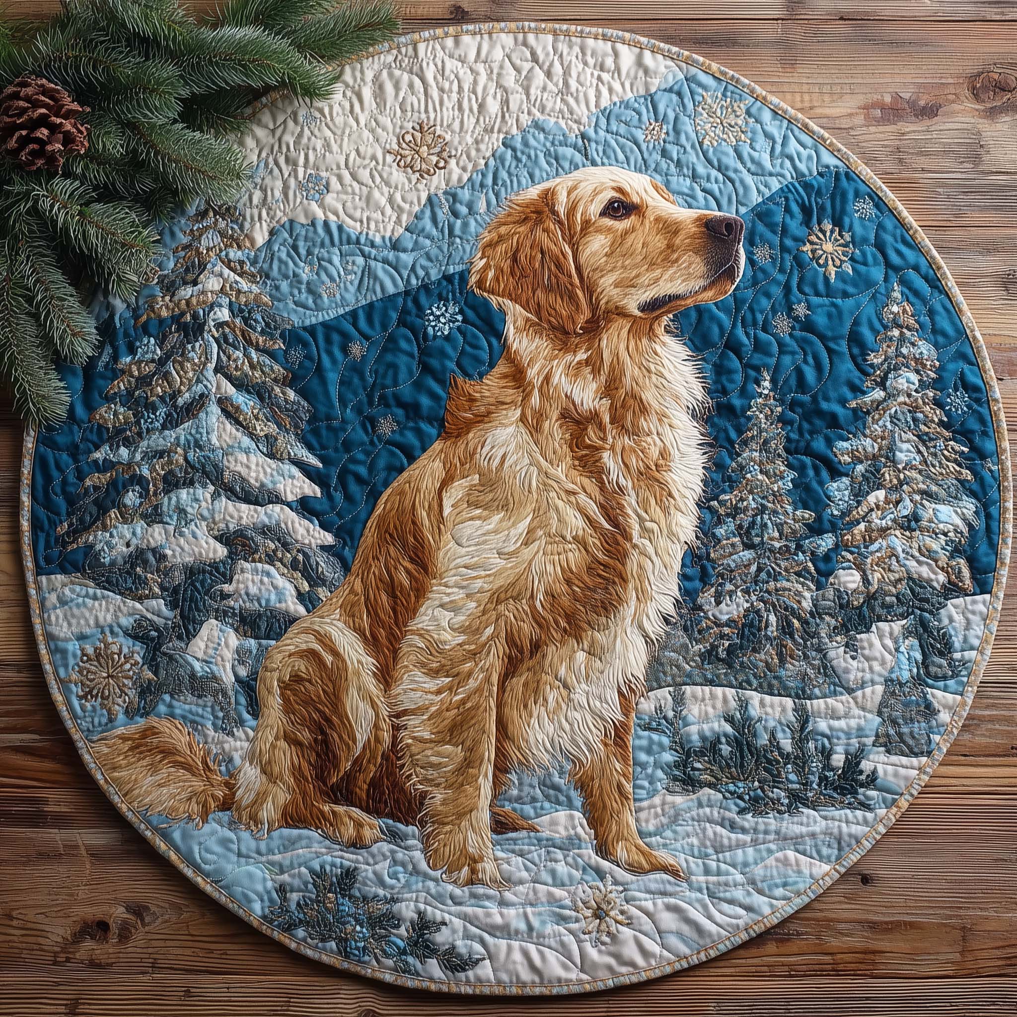 Golden Retriever Quilted Round Mat GFTOHD11789