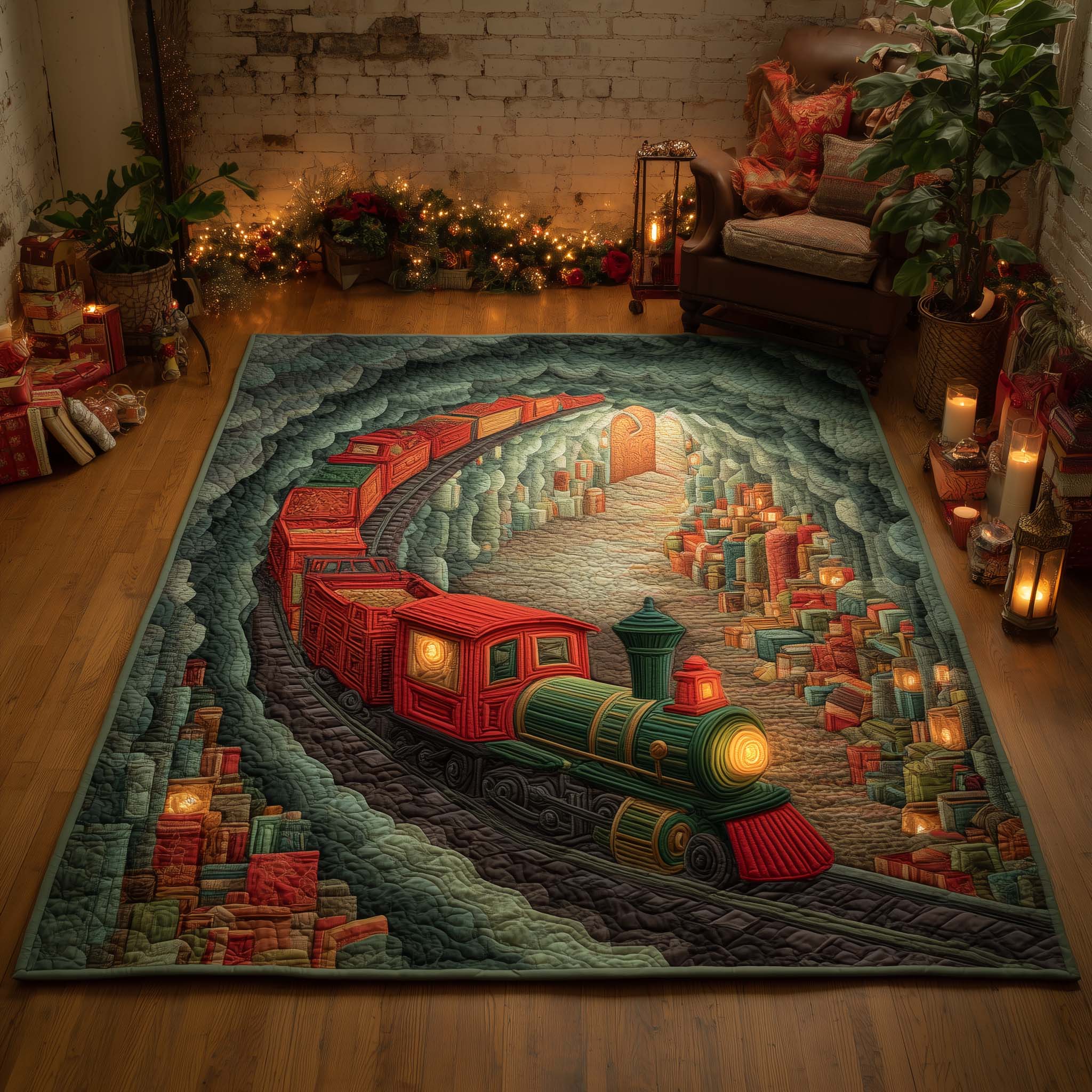 Santa's Workshop Train Area Rug GFTOHD11831