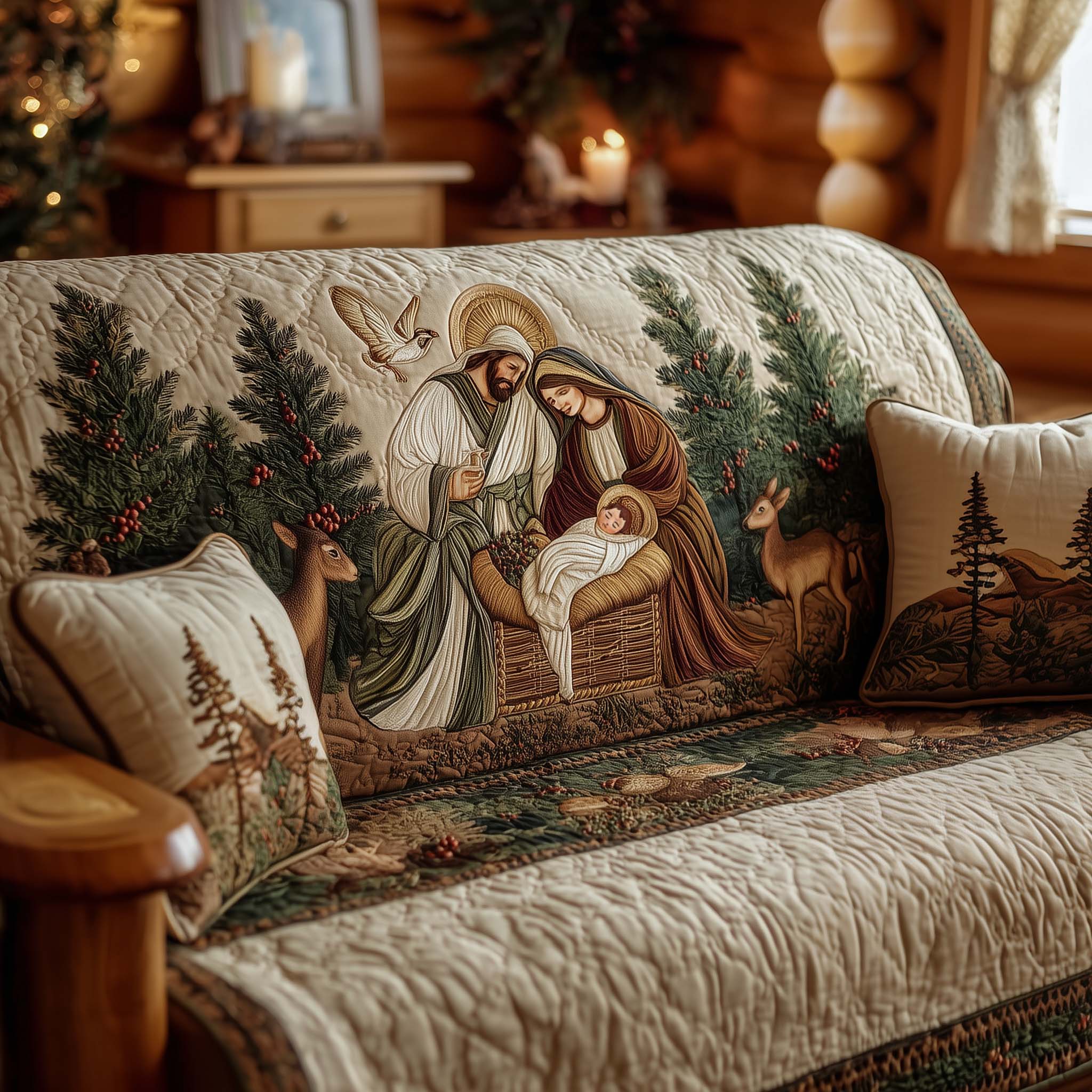 Nativity Peace Quilted Sofa Cover GFTOHD11848