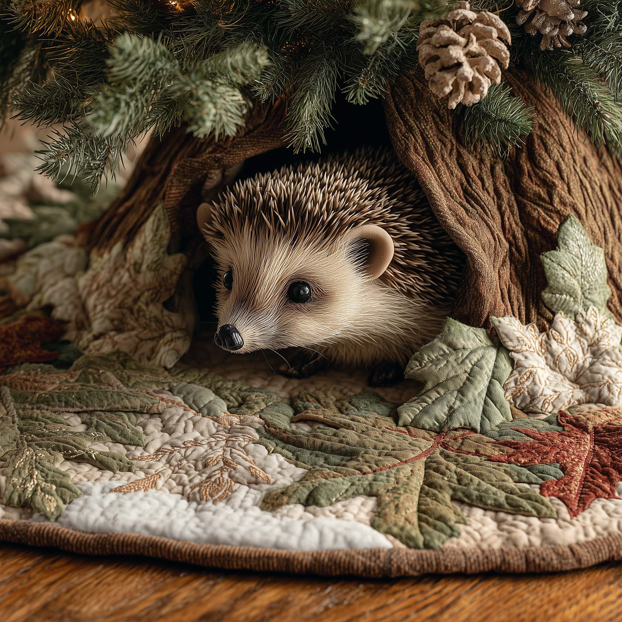 Woodland Hedgehog Quilted Tree Skirt GFTOHD11897
