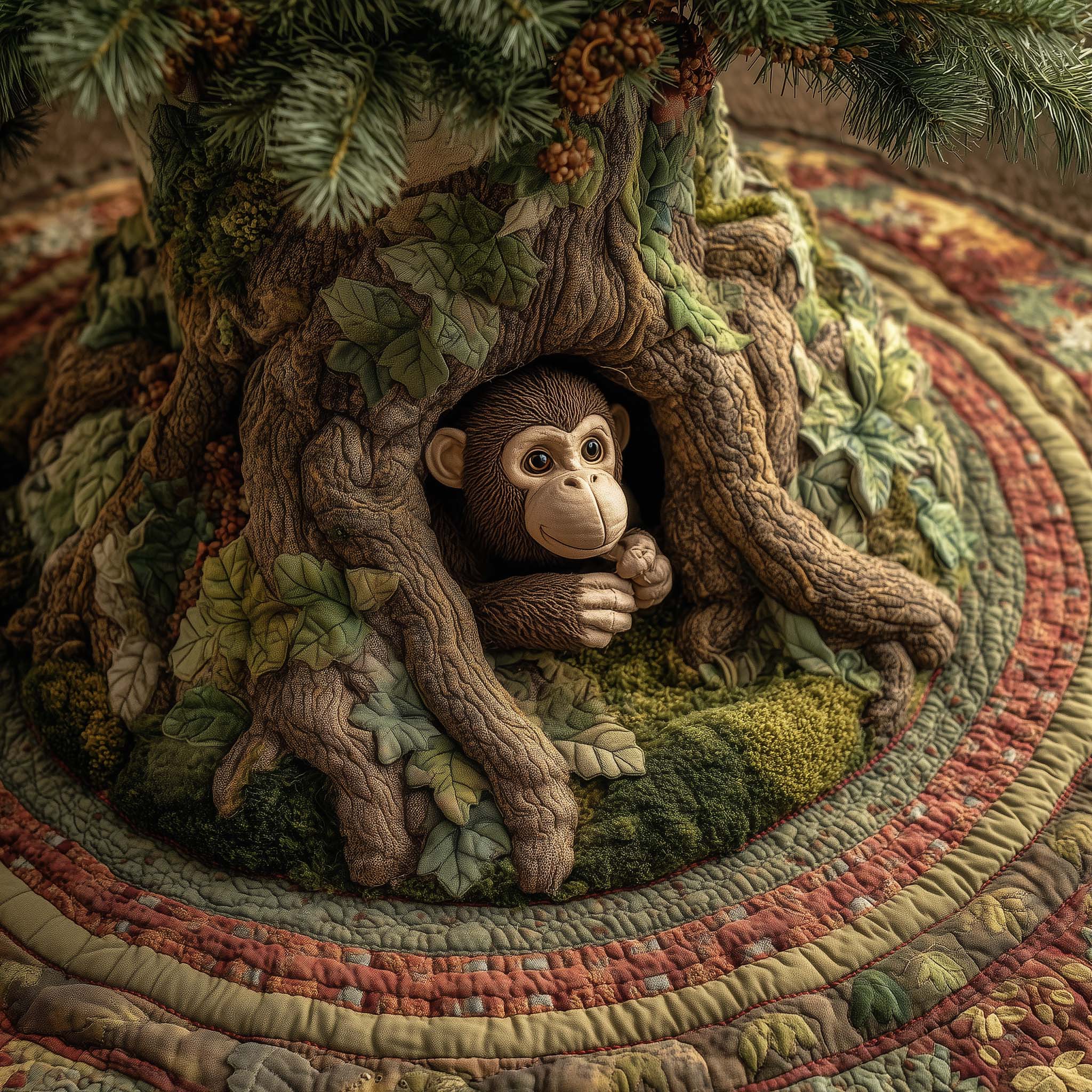 Baby Monkey Quilted Tree Skirt GFTOHD11910