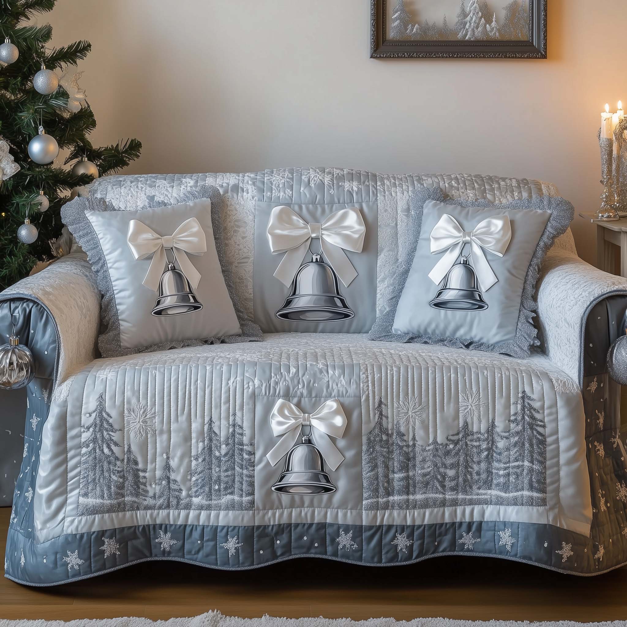 Christmas Bells Quilted Sofa Cover GFTOHD12014