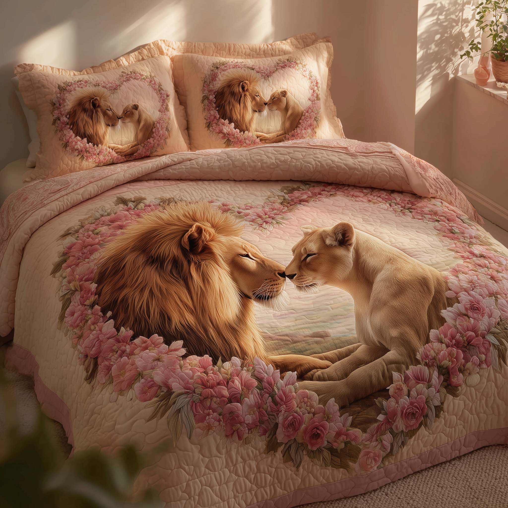 Valentine Couple 3-Piece Quilted Bedding Set GFTOHD13023