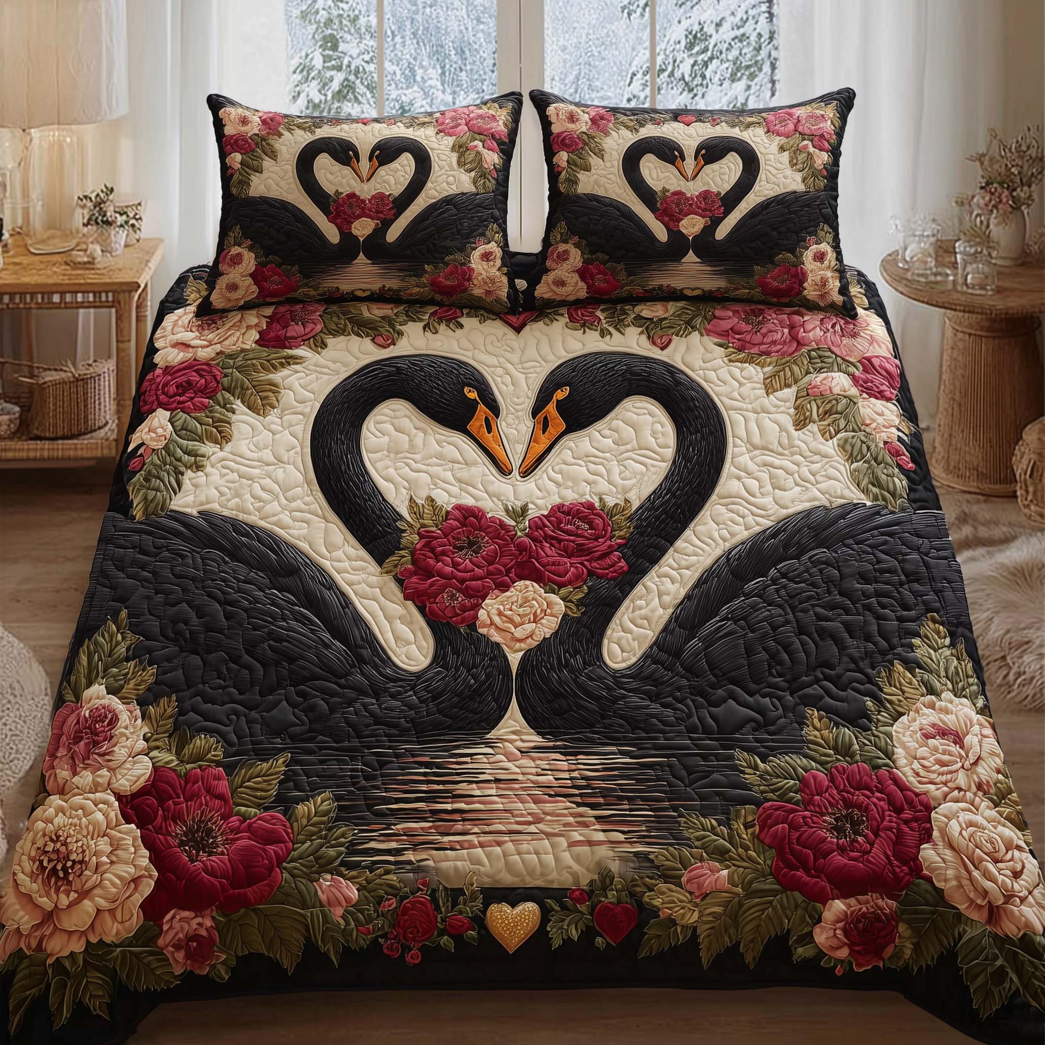 Valentine Couple 3-Piece Quilted Bedding Set GFTOHD13026