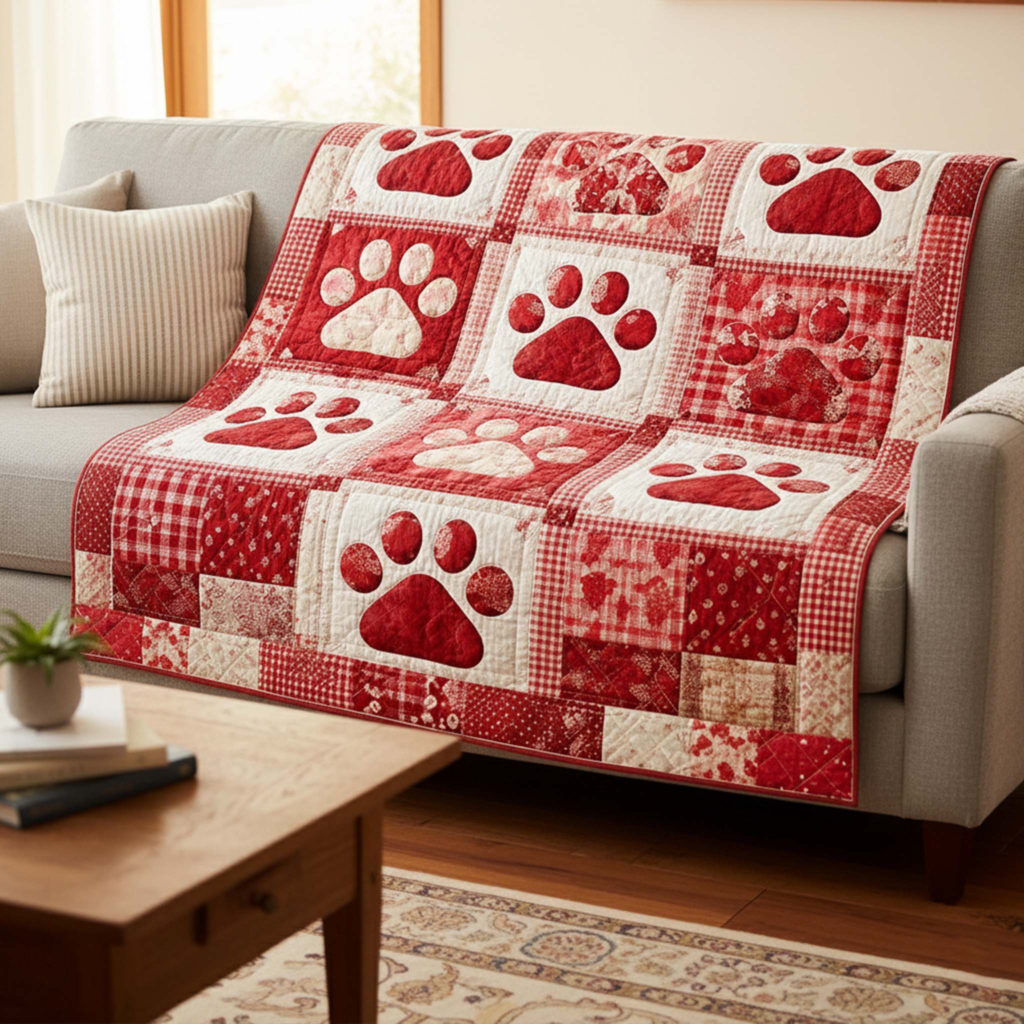 Valentine Pawprint Quilted Blanket GFTOHD13082