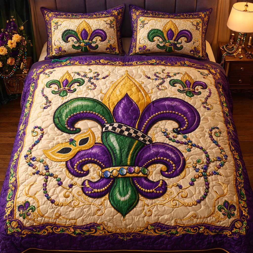 Fleur De Lis 3-Piece Quilted Bedding Set GFTOHD13139
