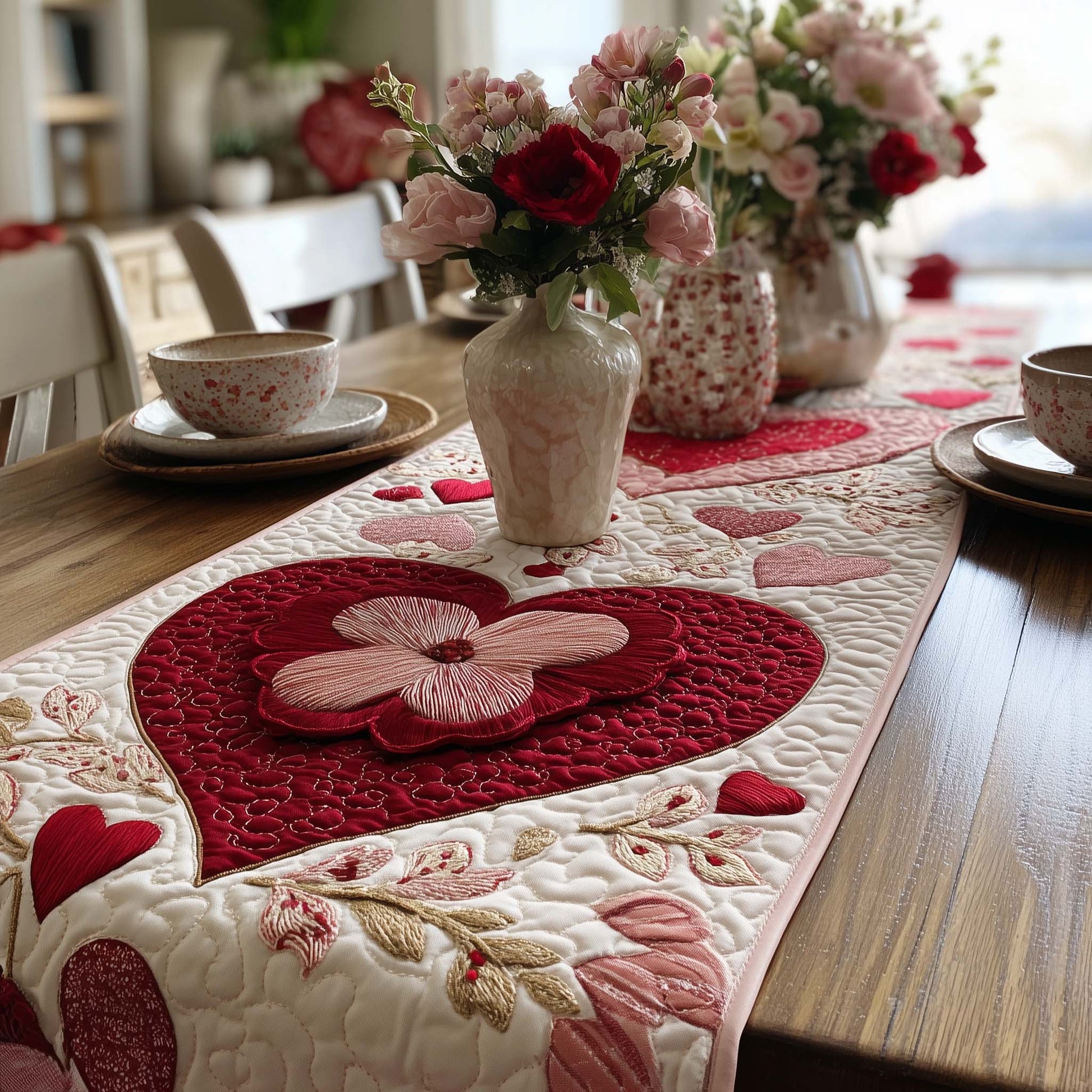 Crimson HeartloomQuilted Table Runner GFTOHD13280
