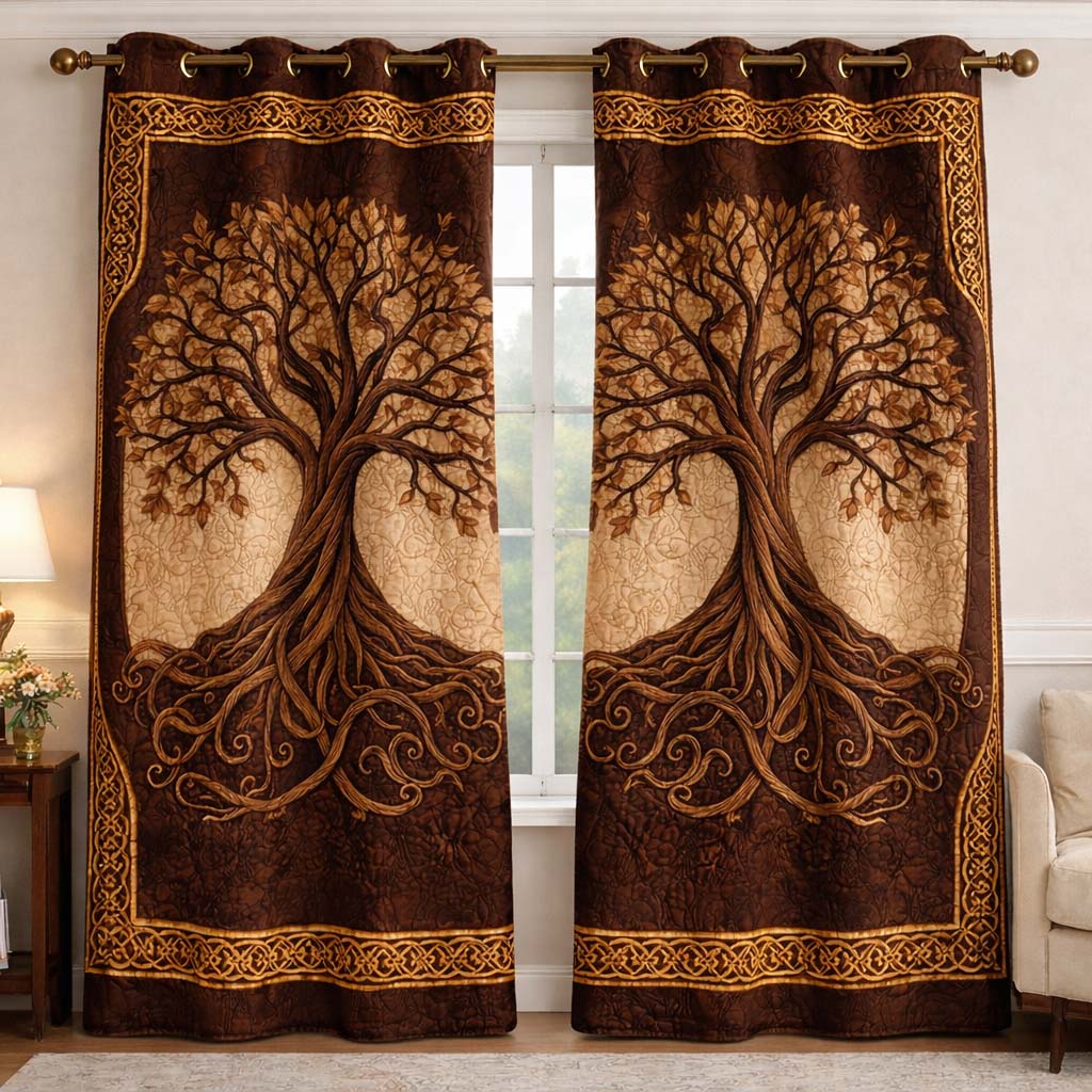 Earthbound Roots Quilted Curtains GFTOHD13285