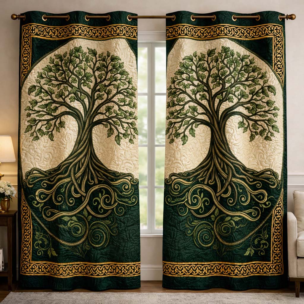 Verdant Harmony Quilted Curtains GFTOHD13286