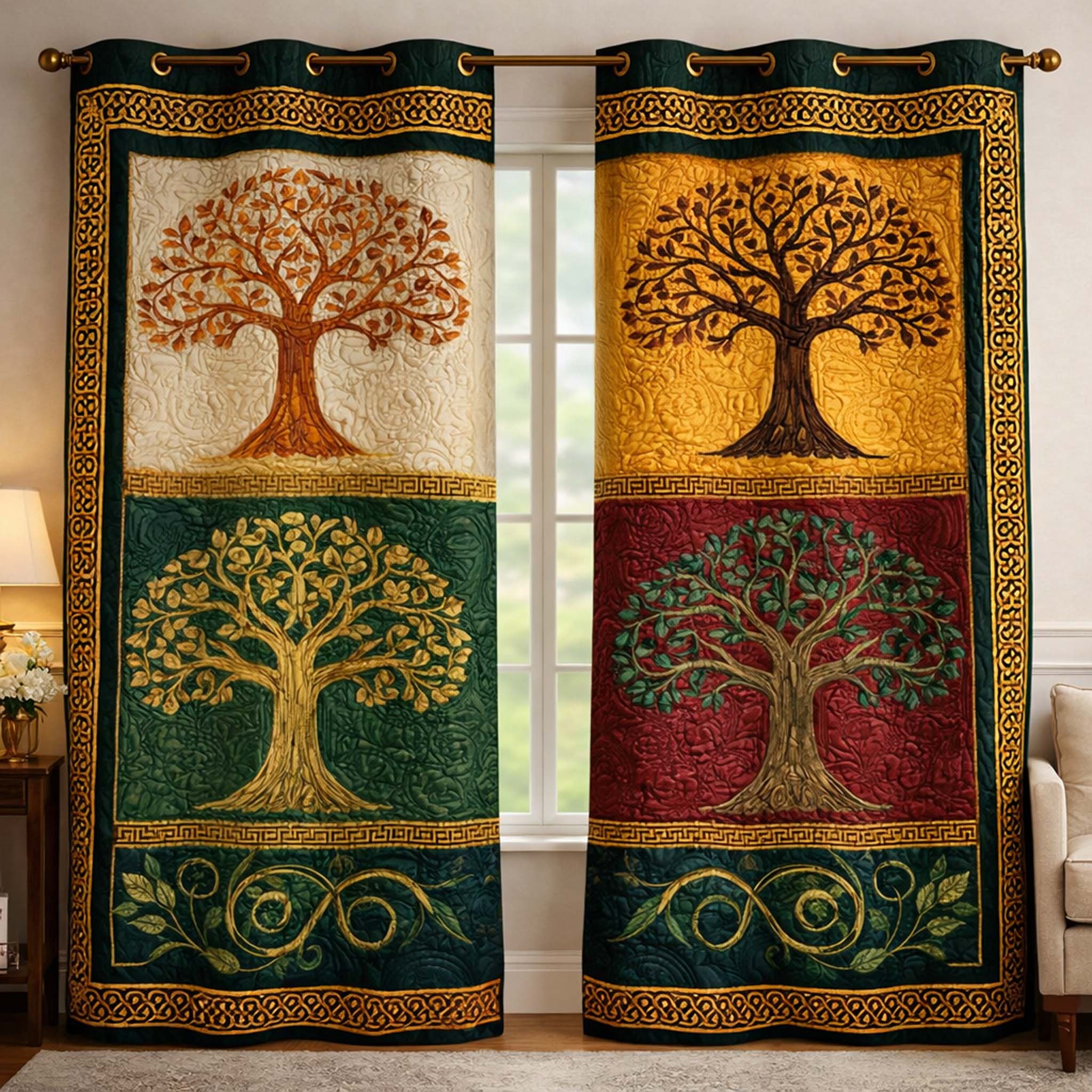Four Seasons Tree Quilted Curtains GFTOHD13289