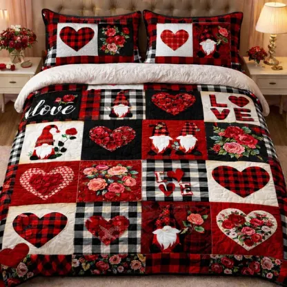 Gnome Love Patchwork Duvet Cover Set GFTOHD13294   