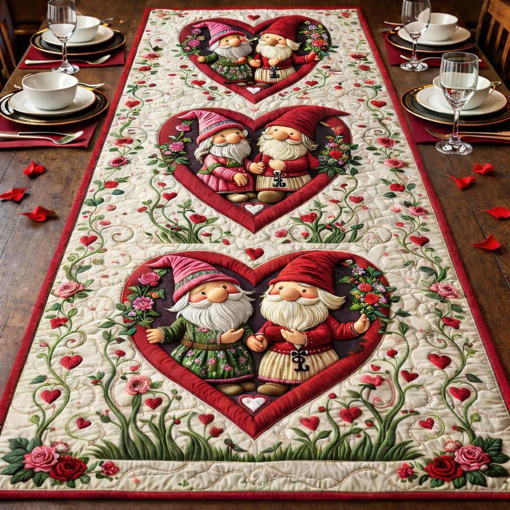 Crimson HeartloomQuilted Table Runner GFTOHD13280