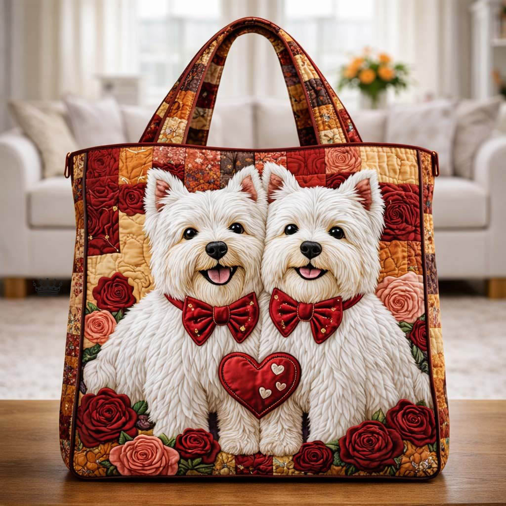 Sweet Westie TwinsQuilted Tote BagGFTOHD13530