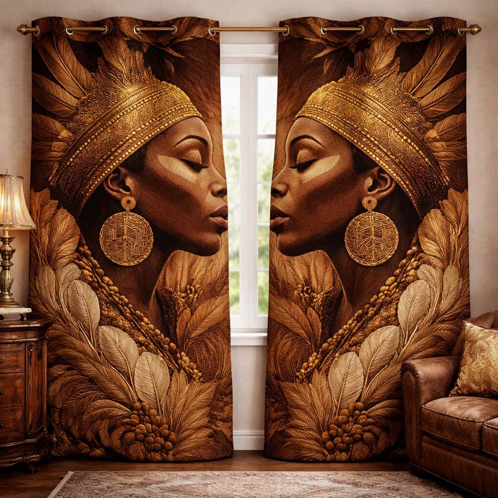 Melanin Queen Pride Quilted Curtains GFTOHD13593