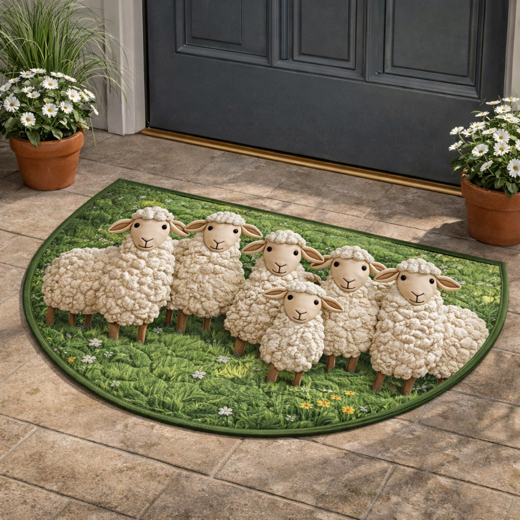 Garden Sheep Family Quilted Welcome Mat GFTOHD13675