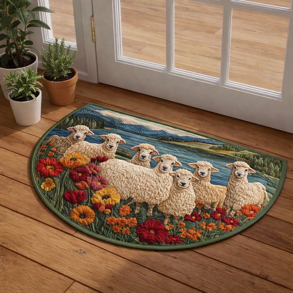 Pastoral Flower Sheep Quilted Welcome Mat GFTOHD13680