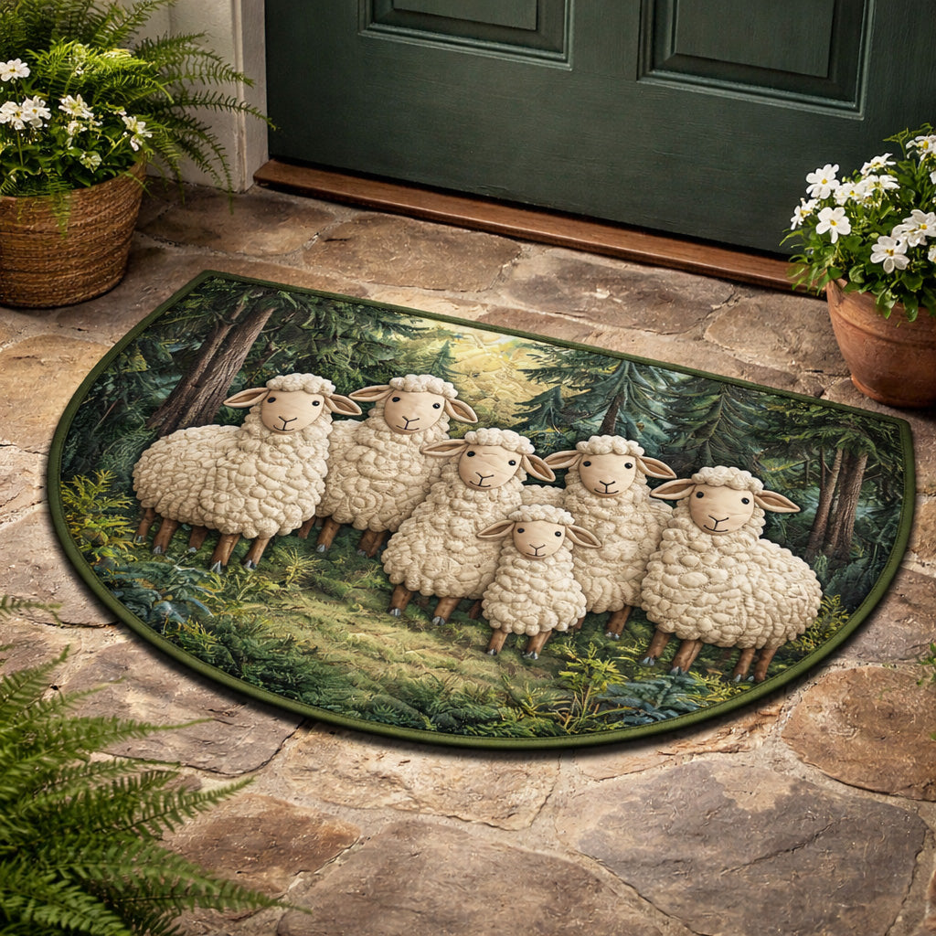 Forest Sheep Family Quilted Welcome Mat GFTOHD13683