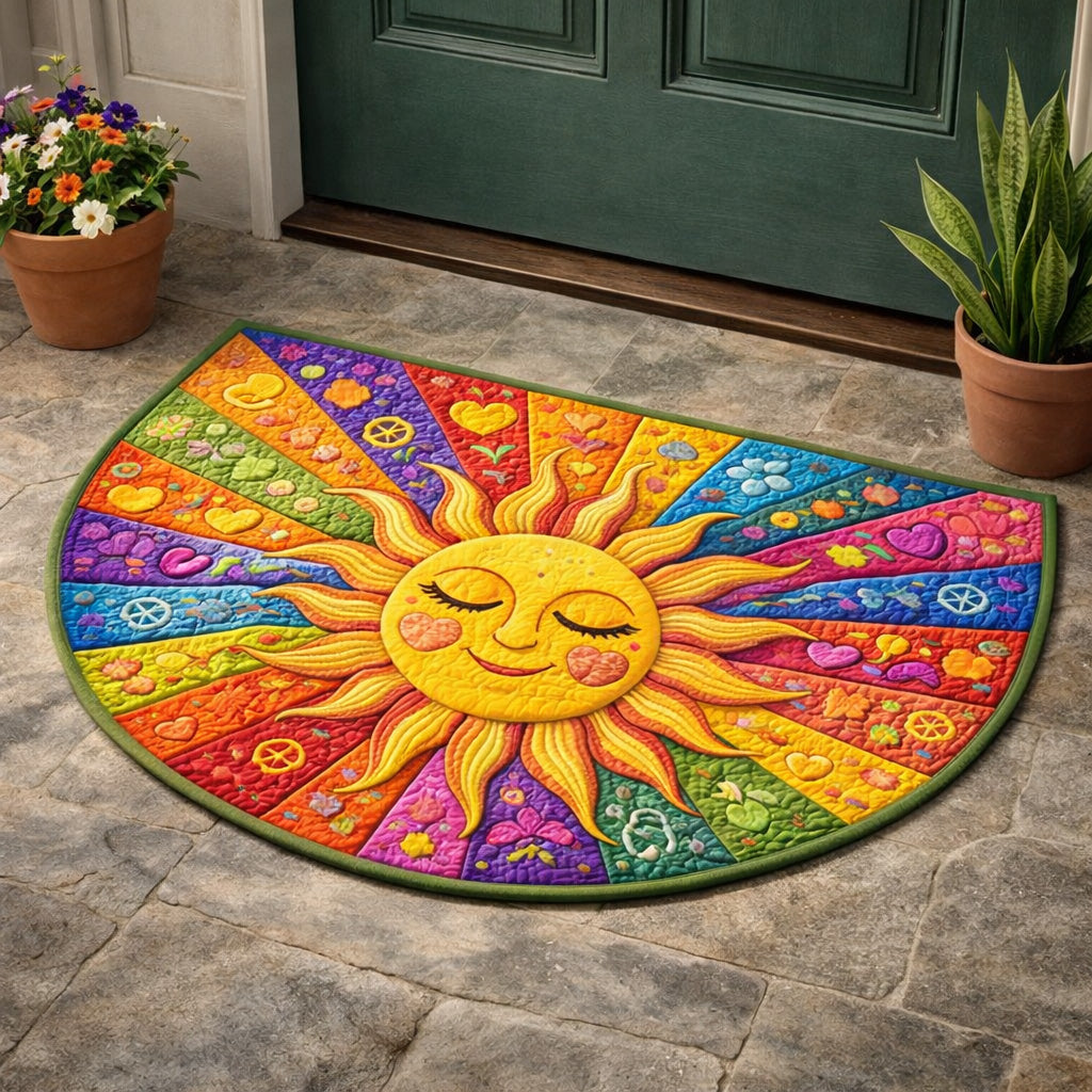 Hippie Sunshine Patchwork Quilted Welcome Mat GFTOHD13685