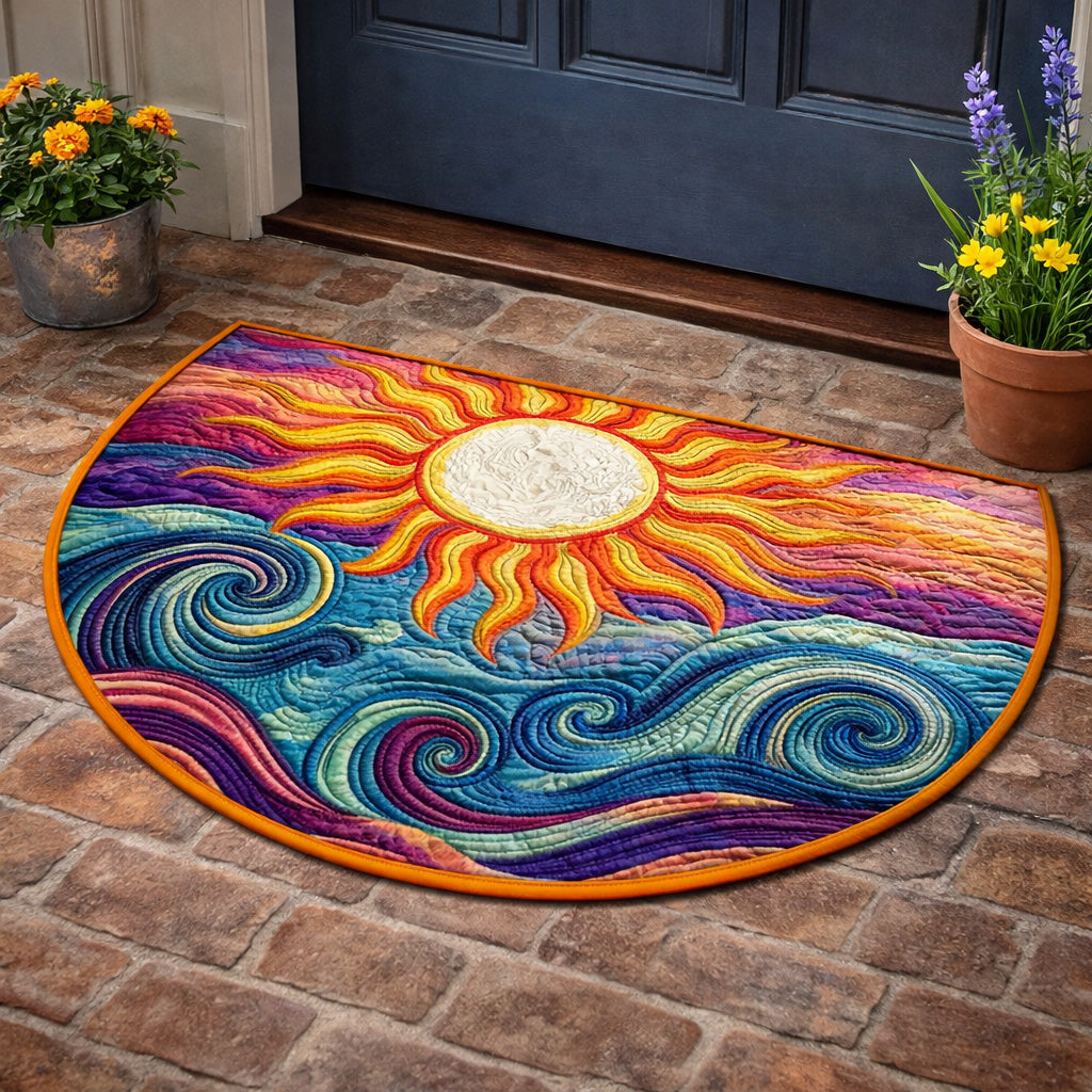 Ocean Sun Waves Quilted Welcome Mat GFTOHD13687