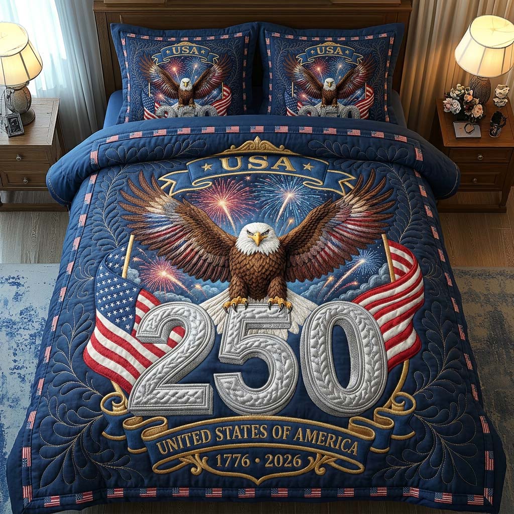 Stars Eagle 3-Piece Quilted Bedding Set GFTOHD14409