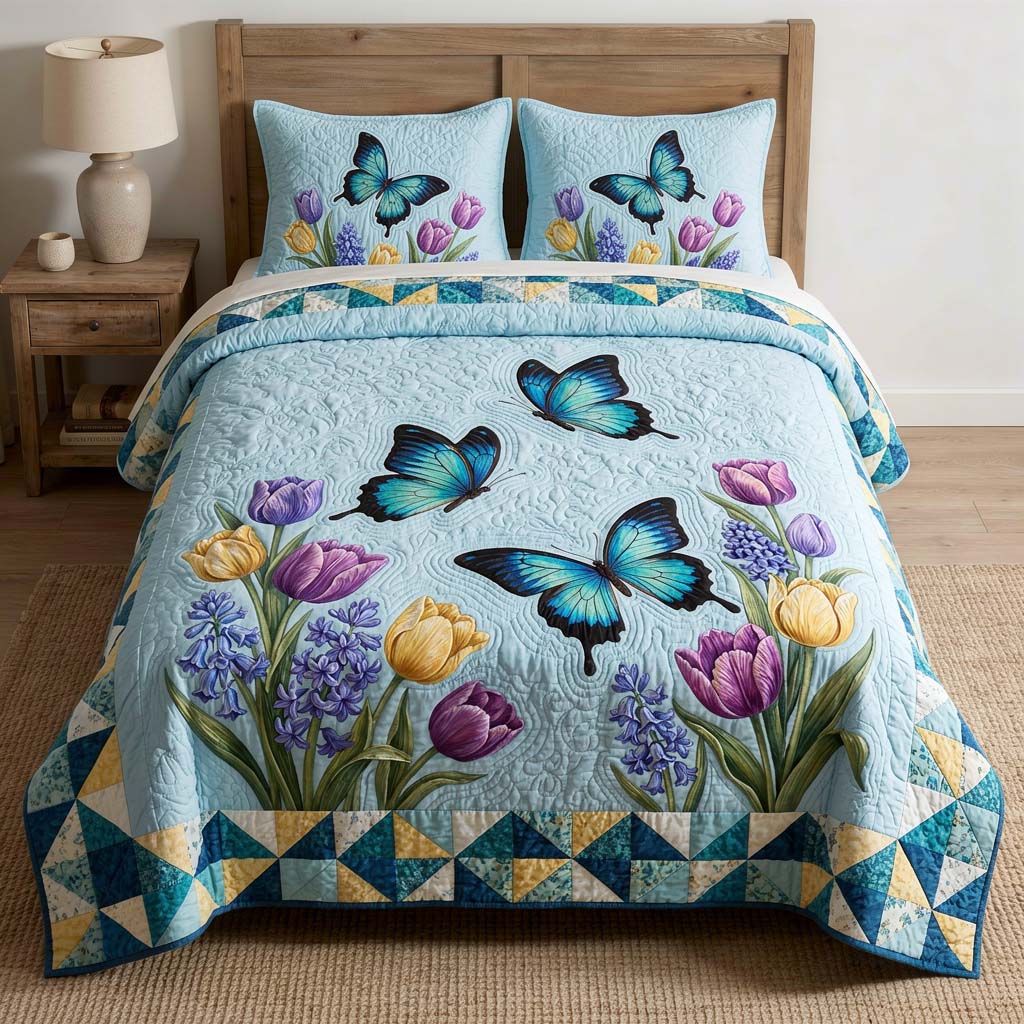 Butterfly Heaven 3-Piece Quilted Bedding Set GFTOHD14431