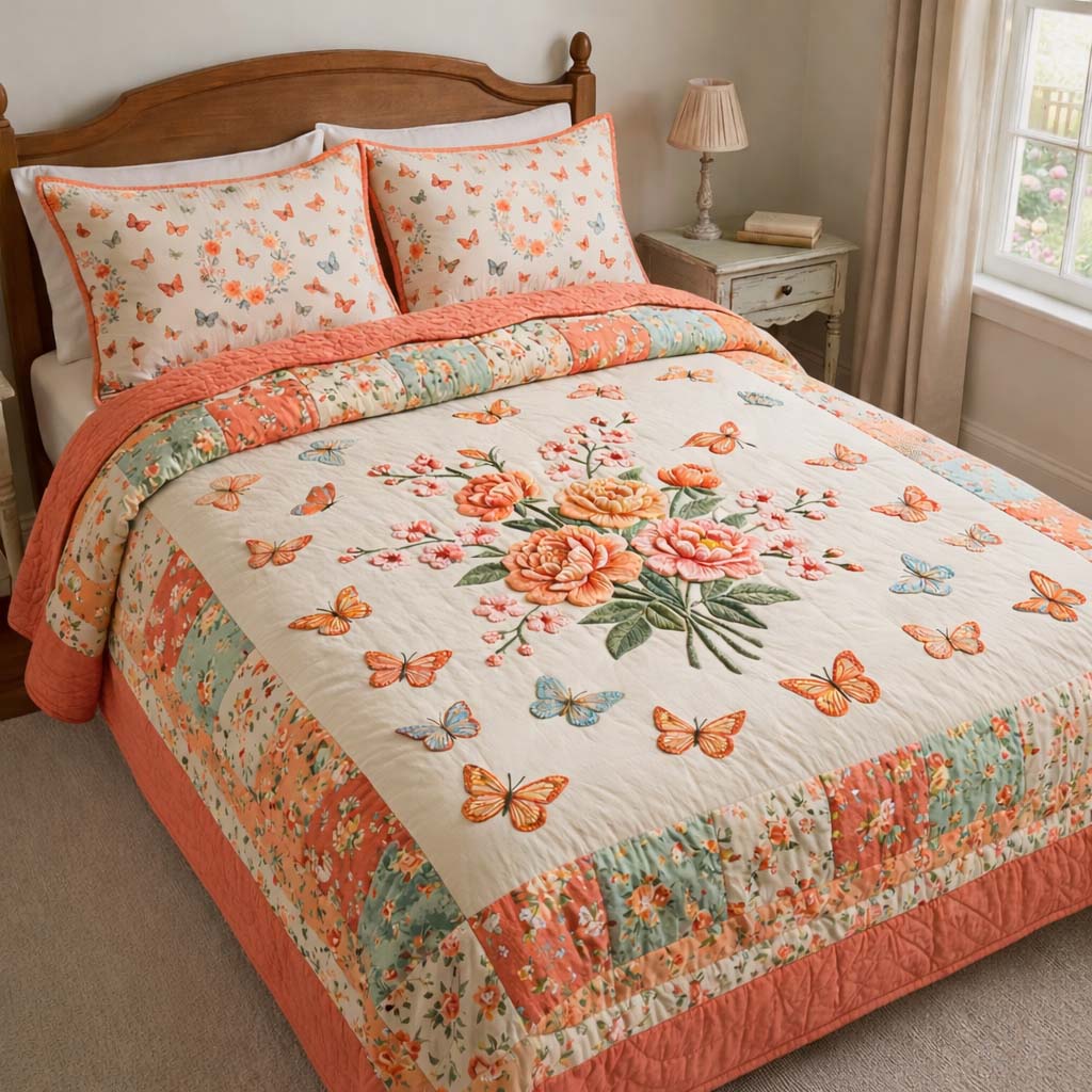 Butterfly Heaven 3-Piece Quilted Bedding Set GFTOHD14432