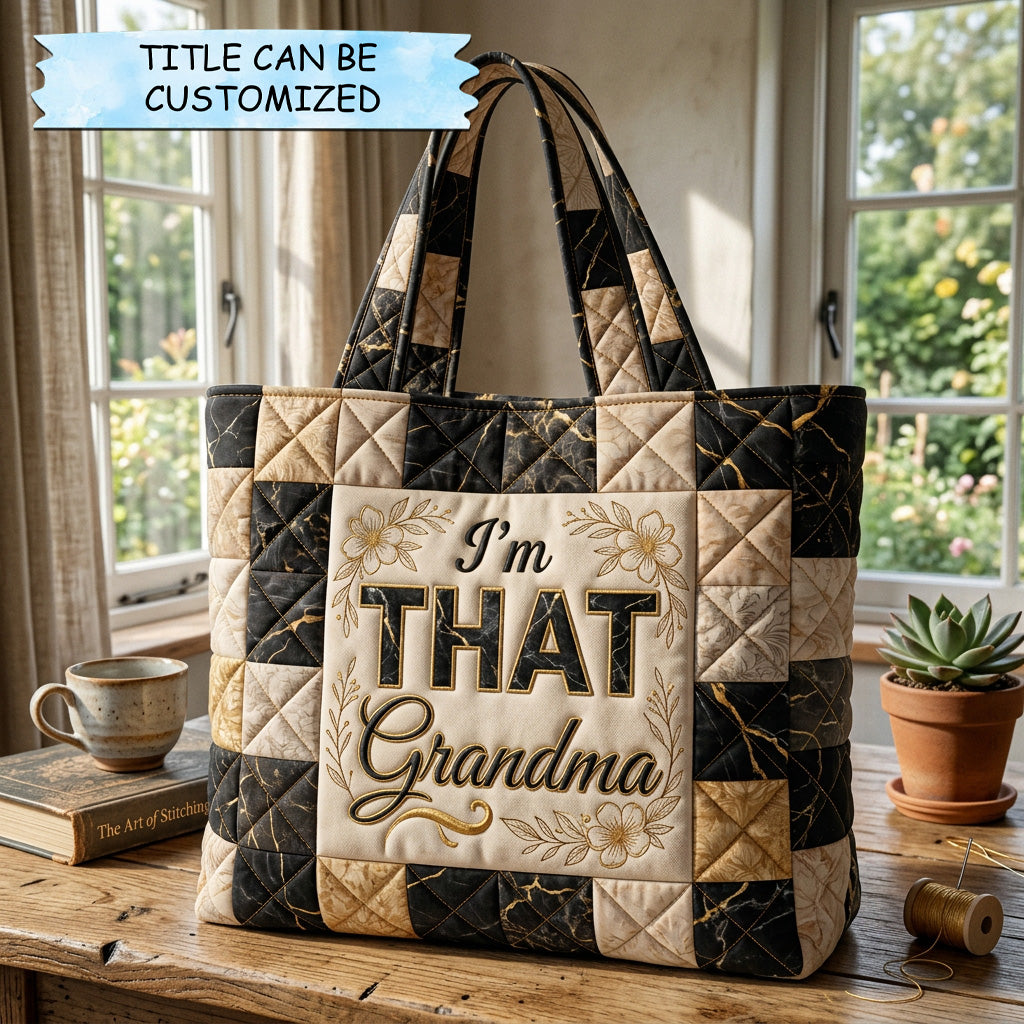 Golden Grace Patch Quilted Tote Bag QTCUZ GFTOHD14571