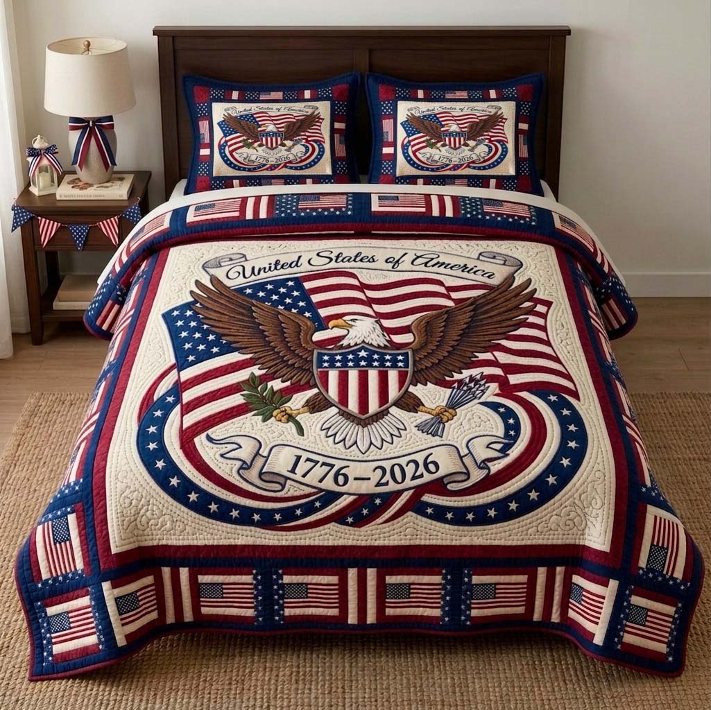Stars Freedom Emblem 3-Piece Quilted Bedding Set GFTOHD14601